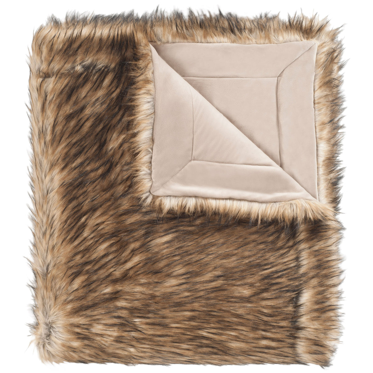 Luxuriously soft faux fur throw with a smooth reverse and warm amber-brown tones || THR703A || top_studio