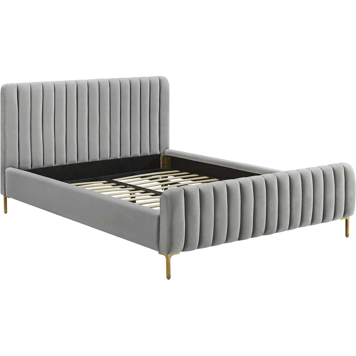 Angelina Velvet Bed Gray