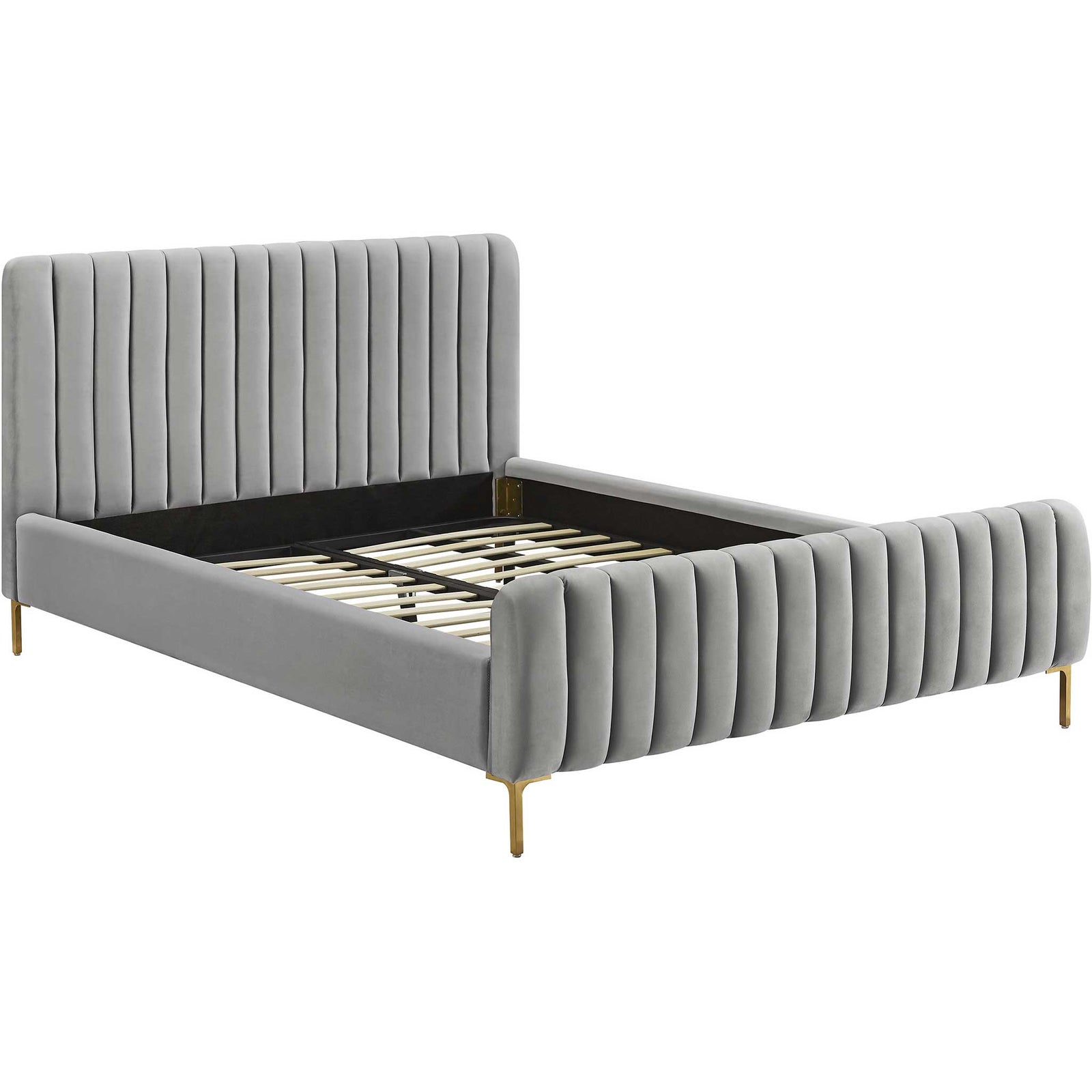 Angelina Velvet Bed Gray