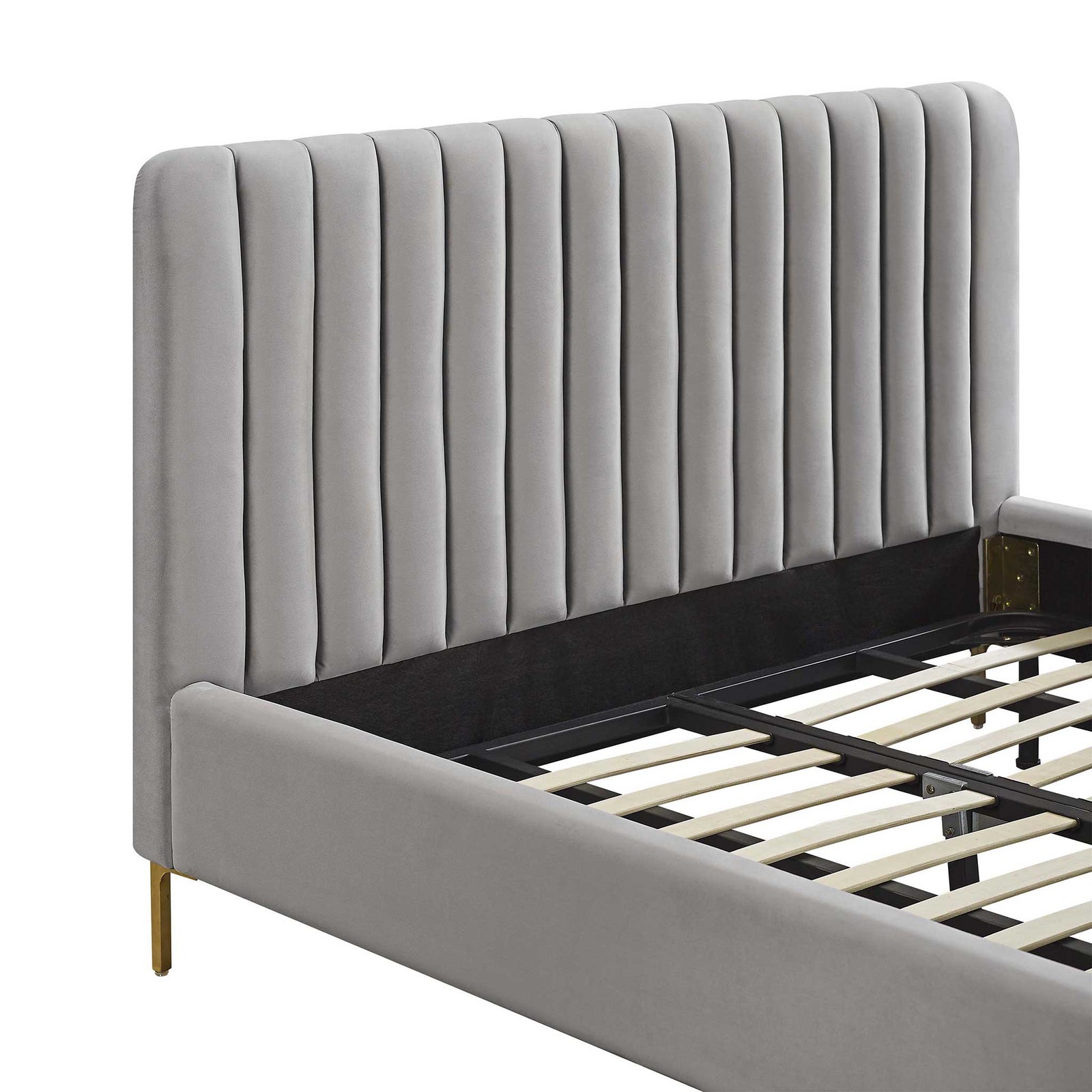 Angelina Velvet Bed Gray