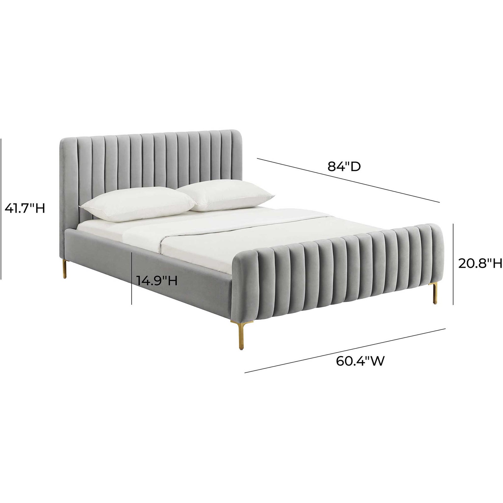 Angelina Velvet Bed Gray