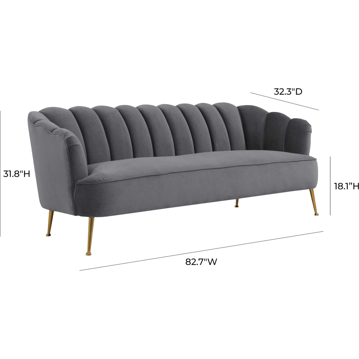 Dalton Velvet Sofa Gray