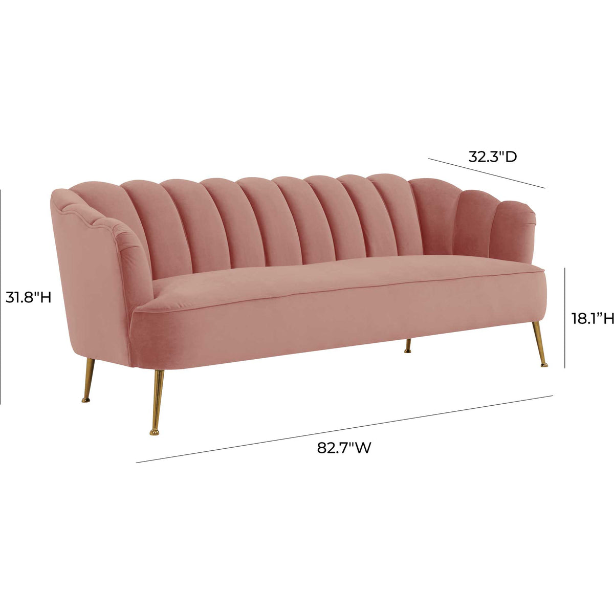 Dalton Velvet Sofa Blush