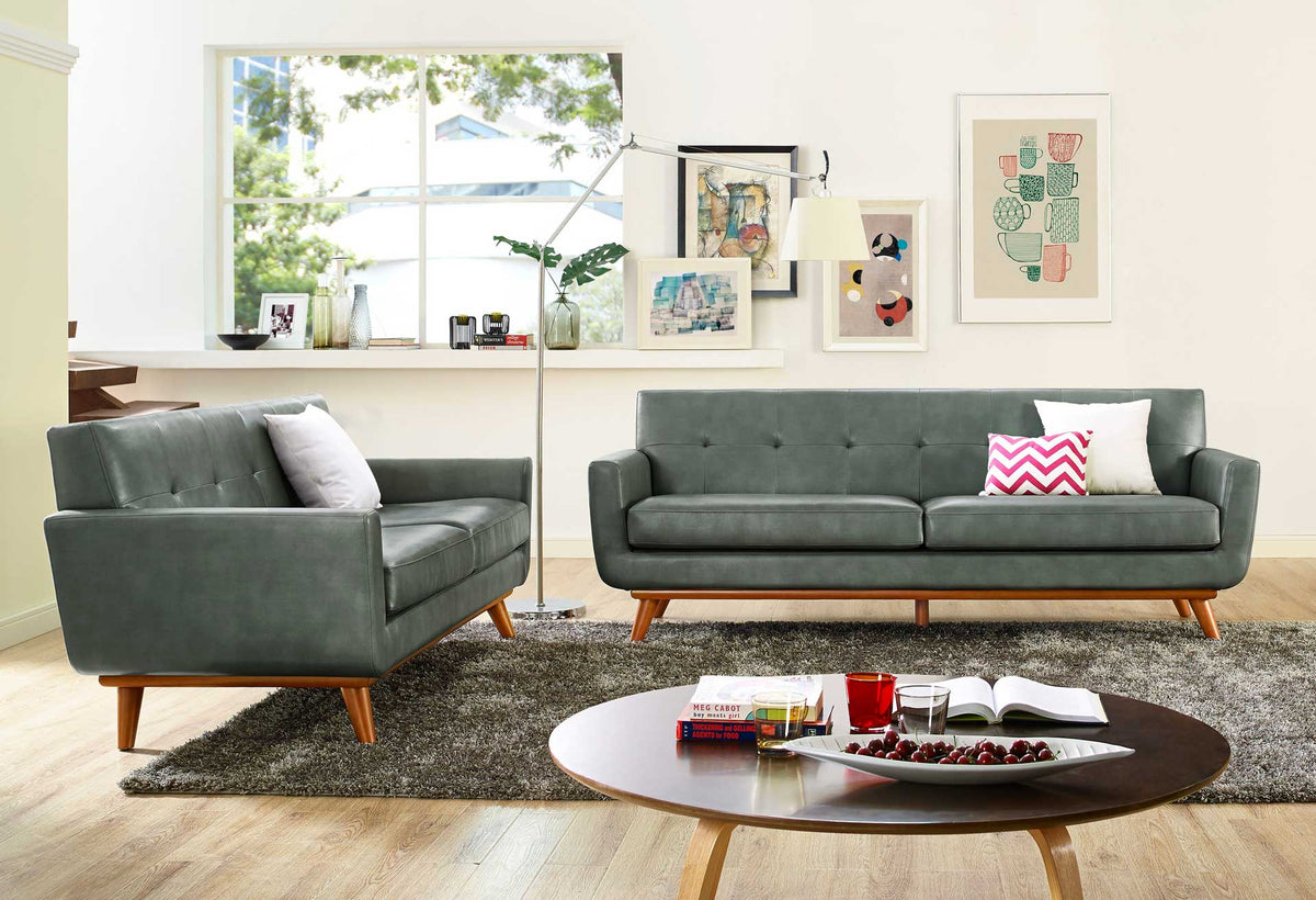 Lynette Leather Sofa Smoke Gray