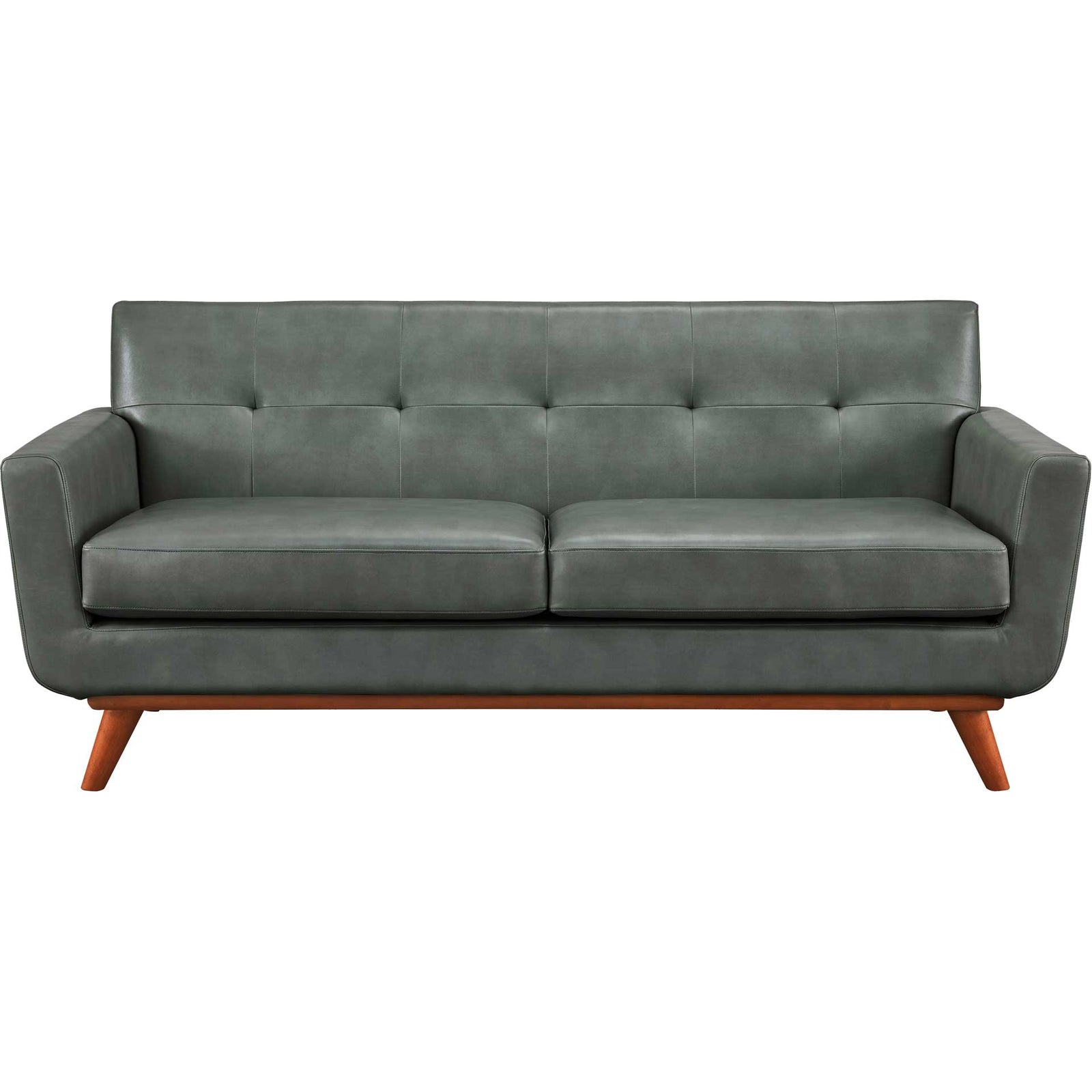 Lynette Leather Loveseat Smoke Gray