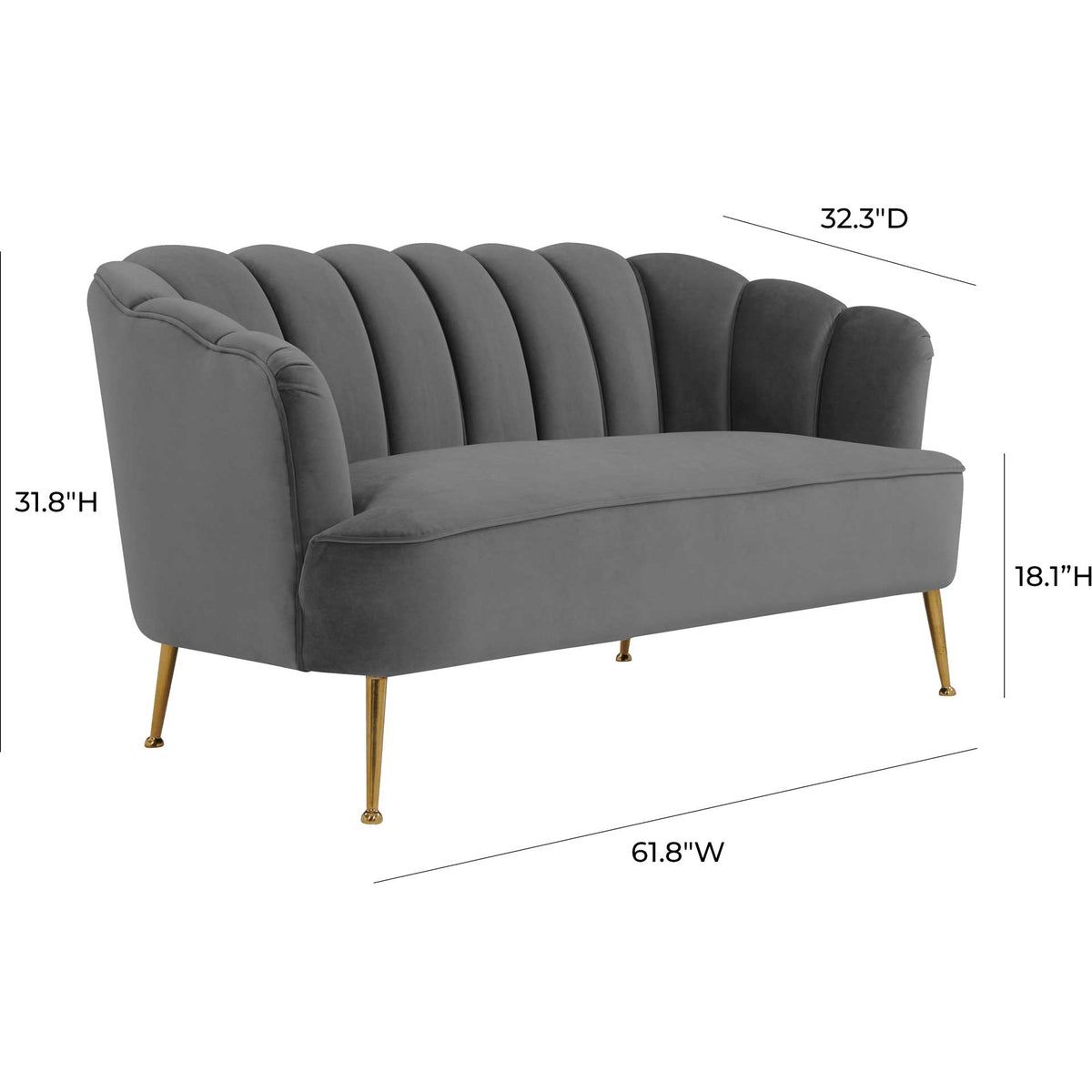 Dalton Velvet Loveseat Gray