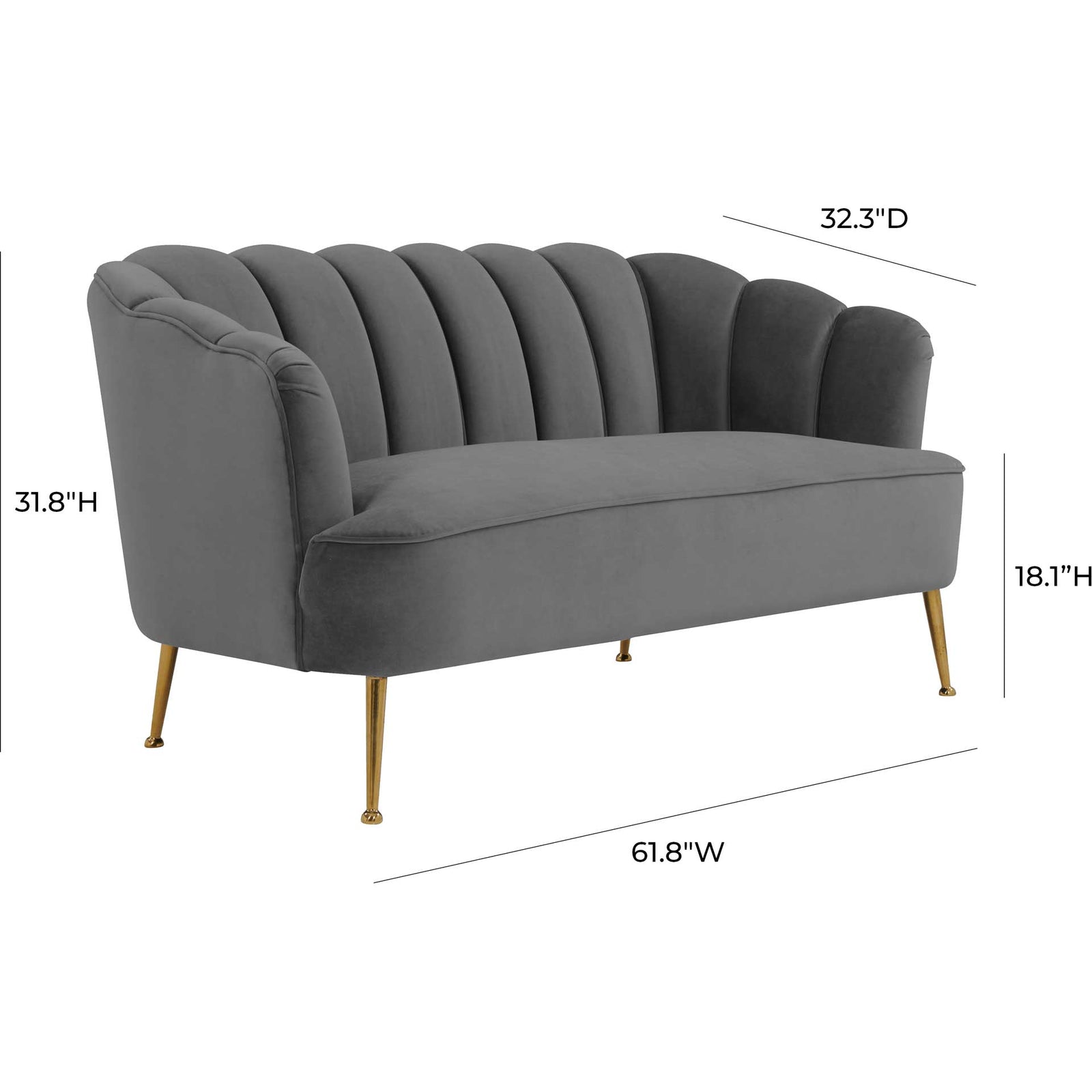 Dalton Velvet Loveseat Gray