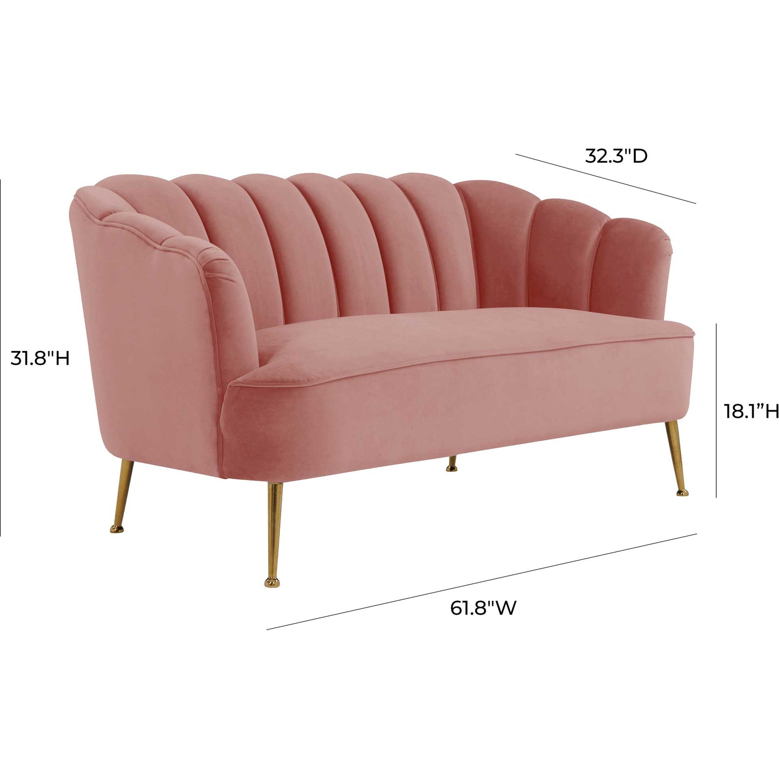 Dalton Velvet Loveseat Blush