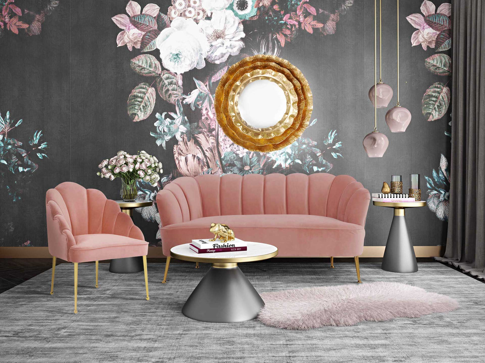 Dalton Velvet Loveseat Blush