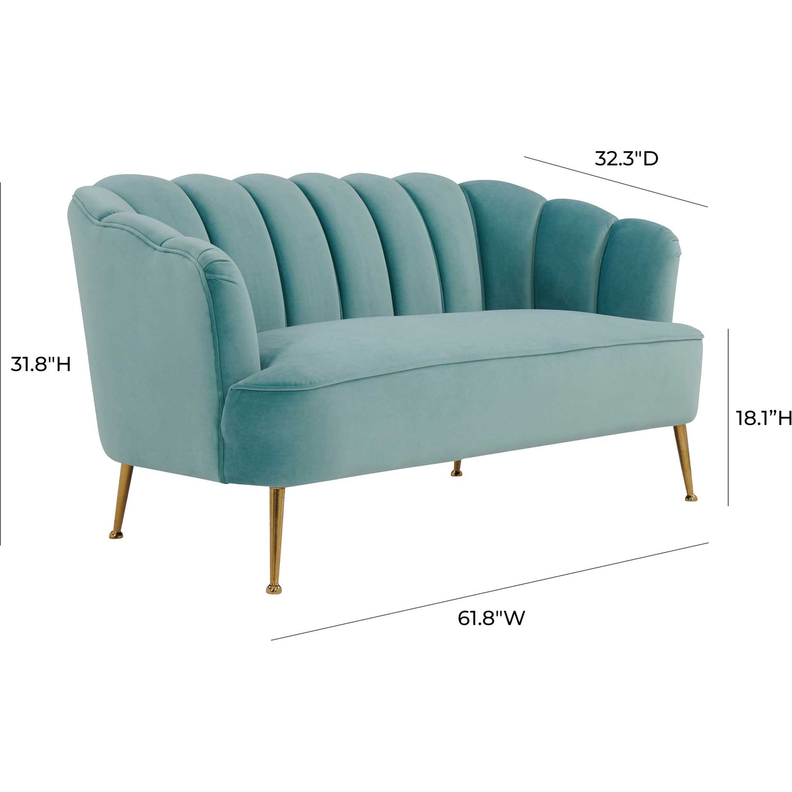 Dalton Velvet Loveseat Sea Blue
