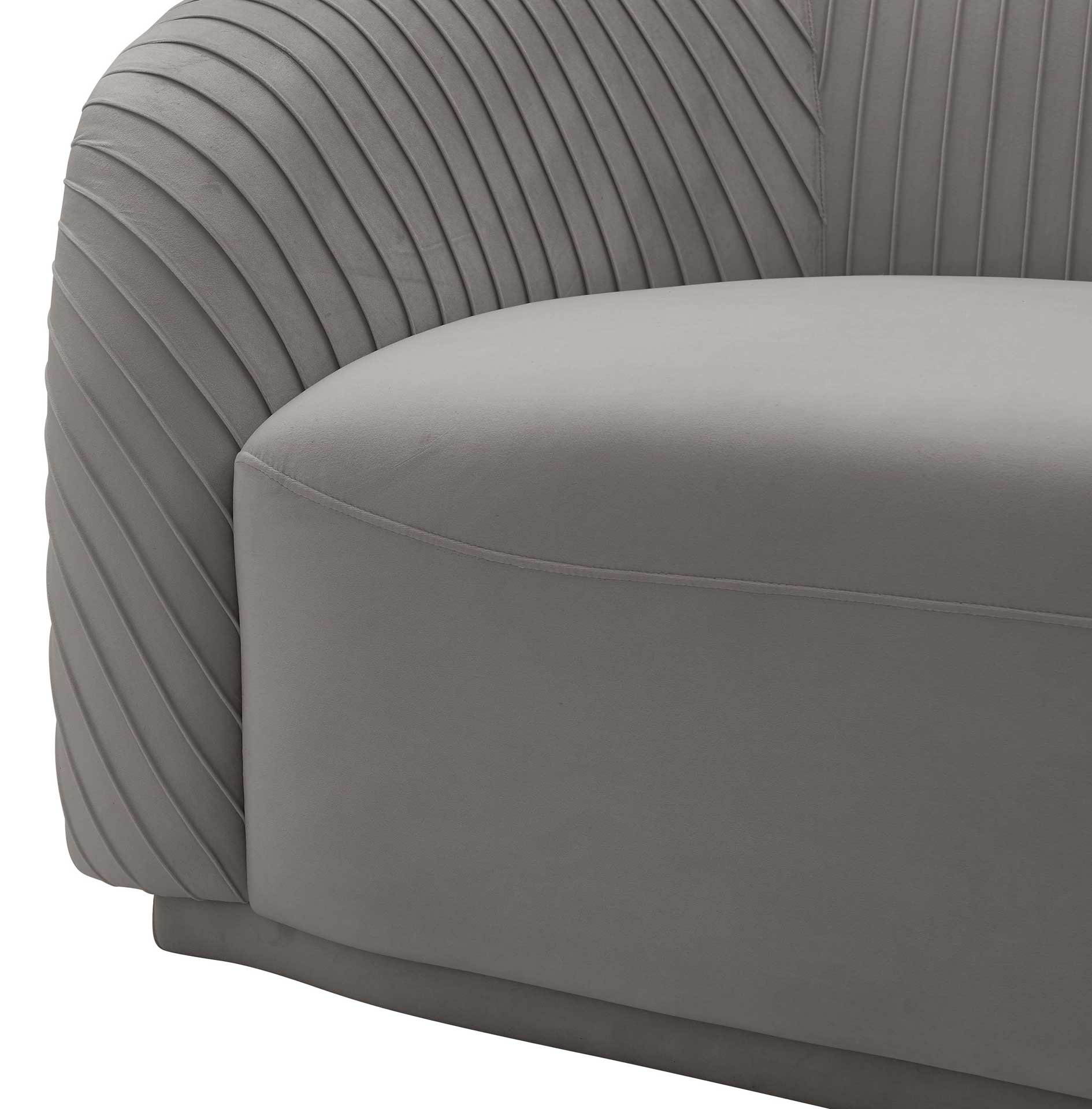 Yandel Pleated Velvet Sofa Gray