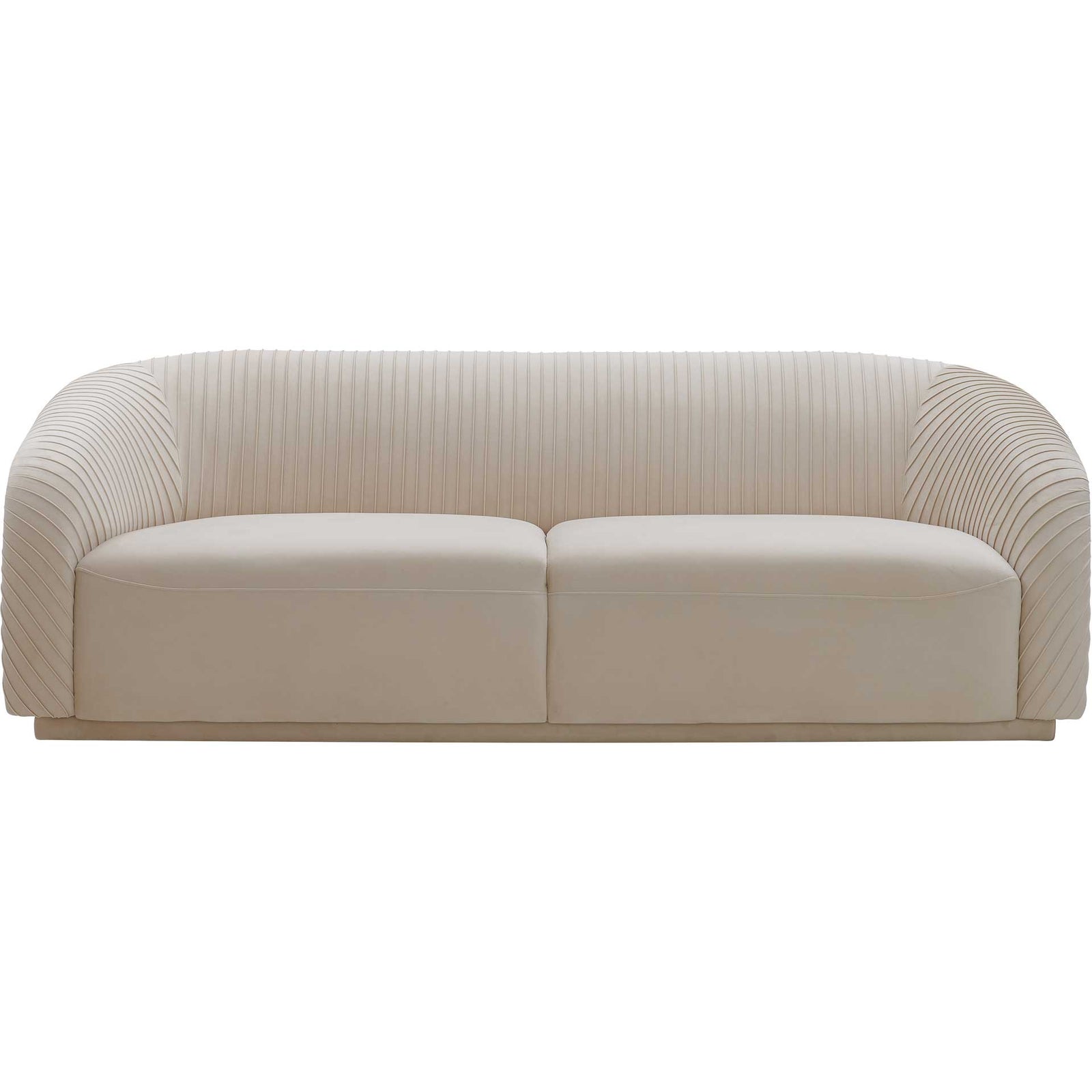 Yandel Pleated Velvet Sofa Beige