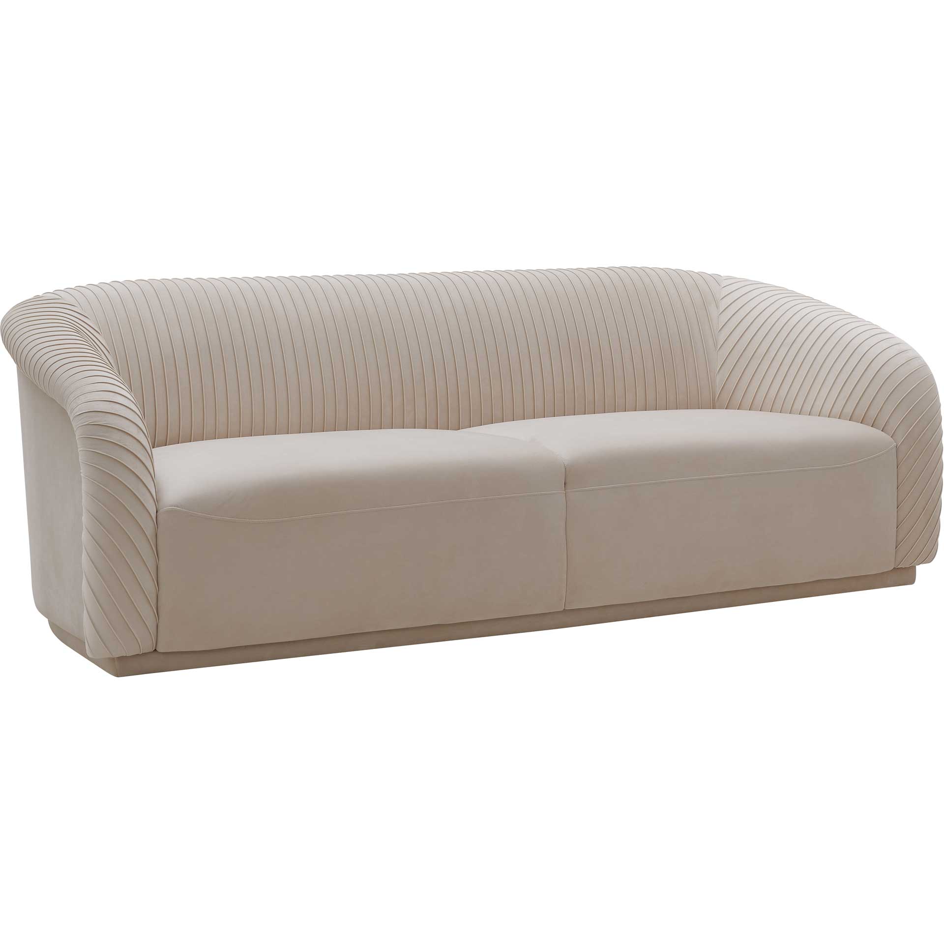 Yandel Pleated Velvet Sofa Beige