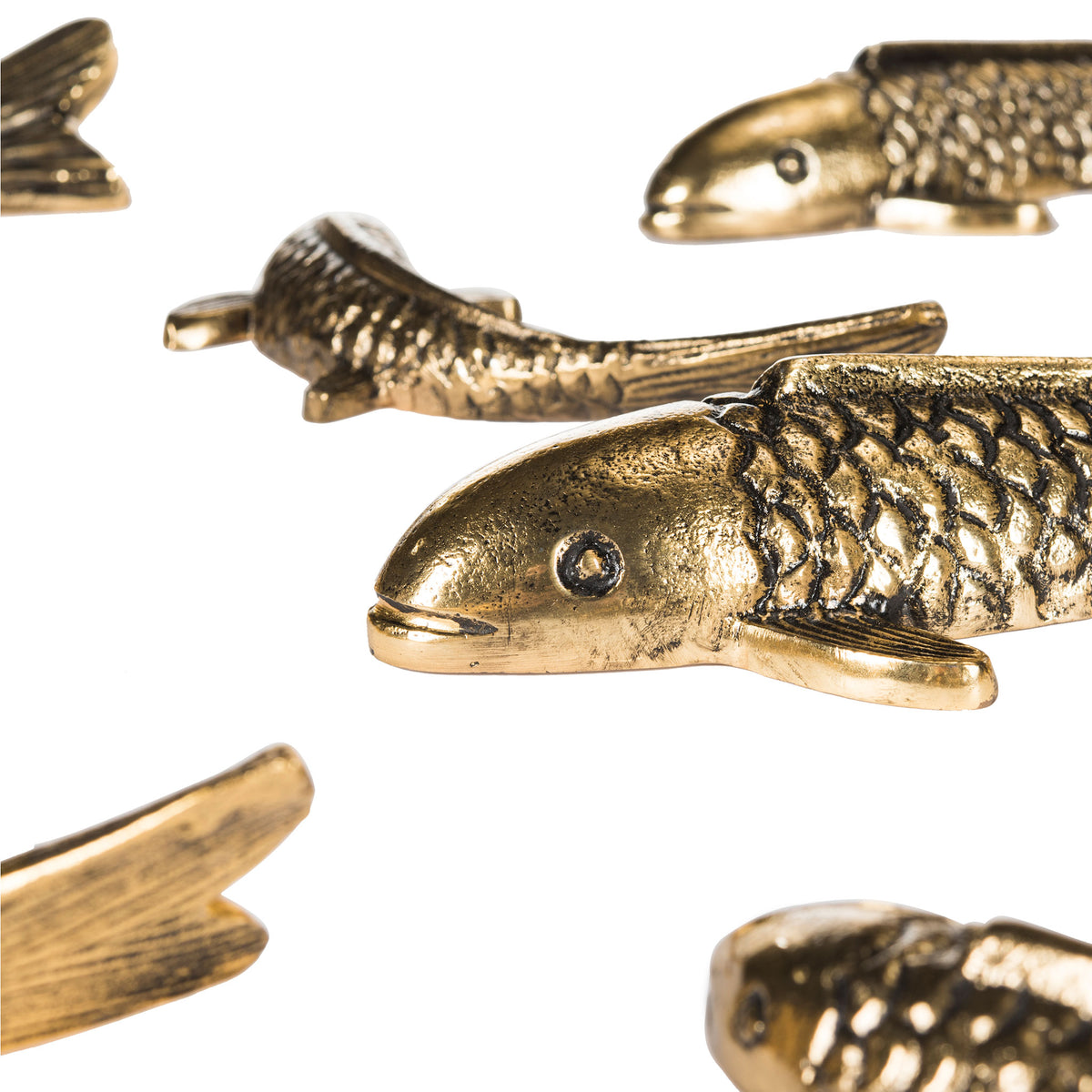 Warm antique gold highlights sculpted koi faces and deeply textured scales || WDC1025B || swatch_studio