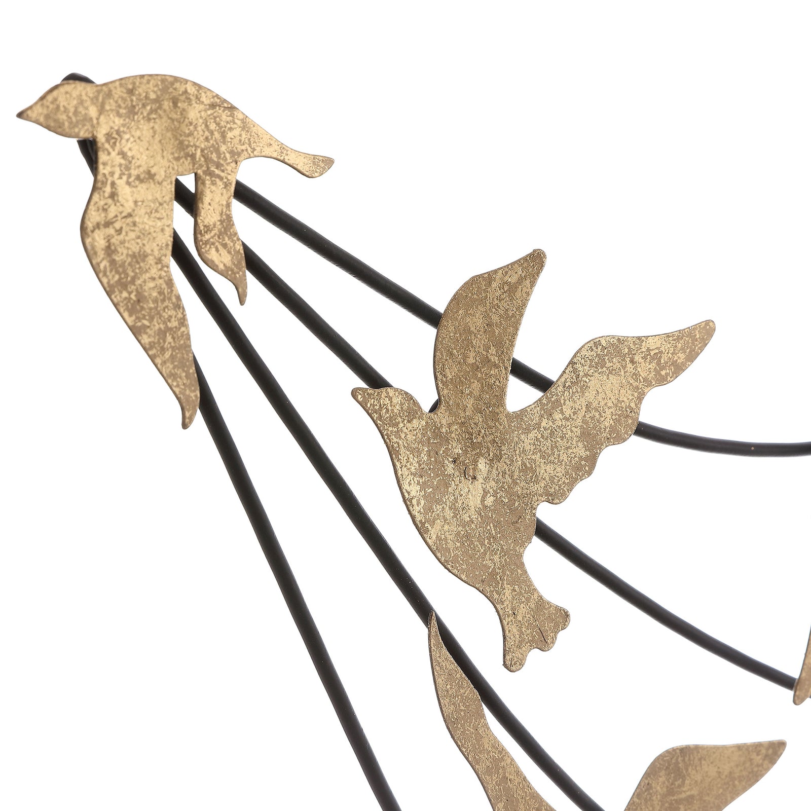 Speckled gold birds and slender black iron arcs bring rich texture and graceful movement. || WDC5004A || detail_studio