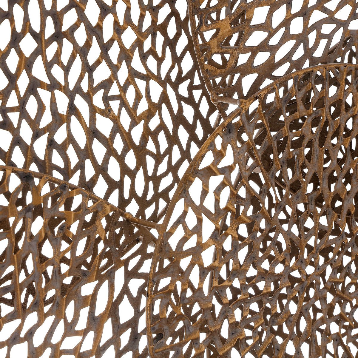 Intricate openwork in overlapping antique gold iron disks adds texture and depth || WDC5014A || detail_studio