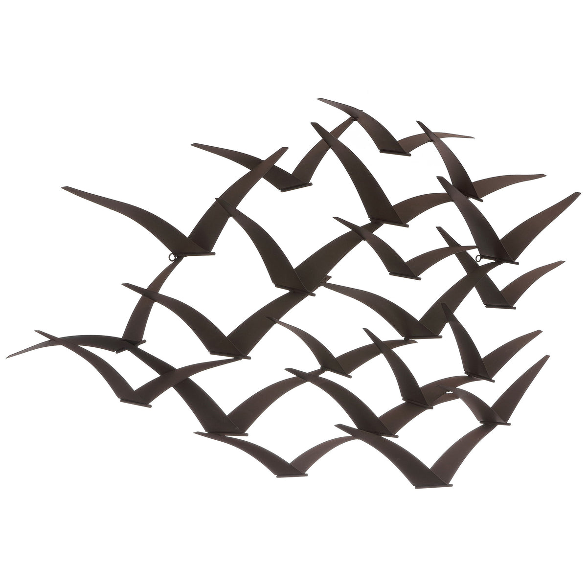 Sweeping iron bird silhouettes create an airy, dimensional flock in a deep bronze finish. || WDC5022A || front_studio