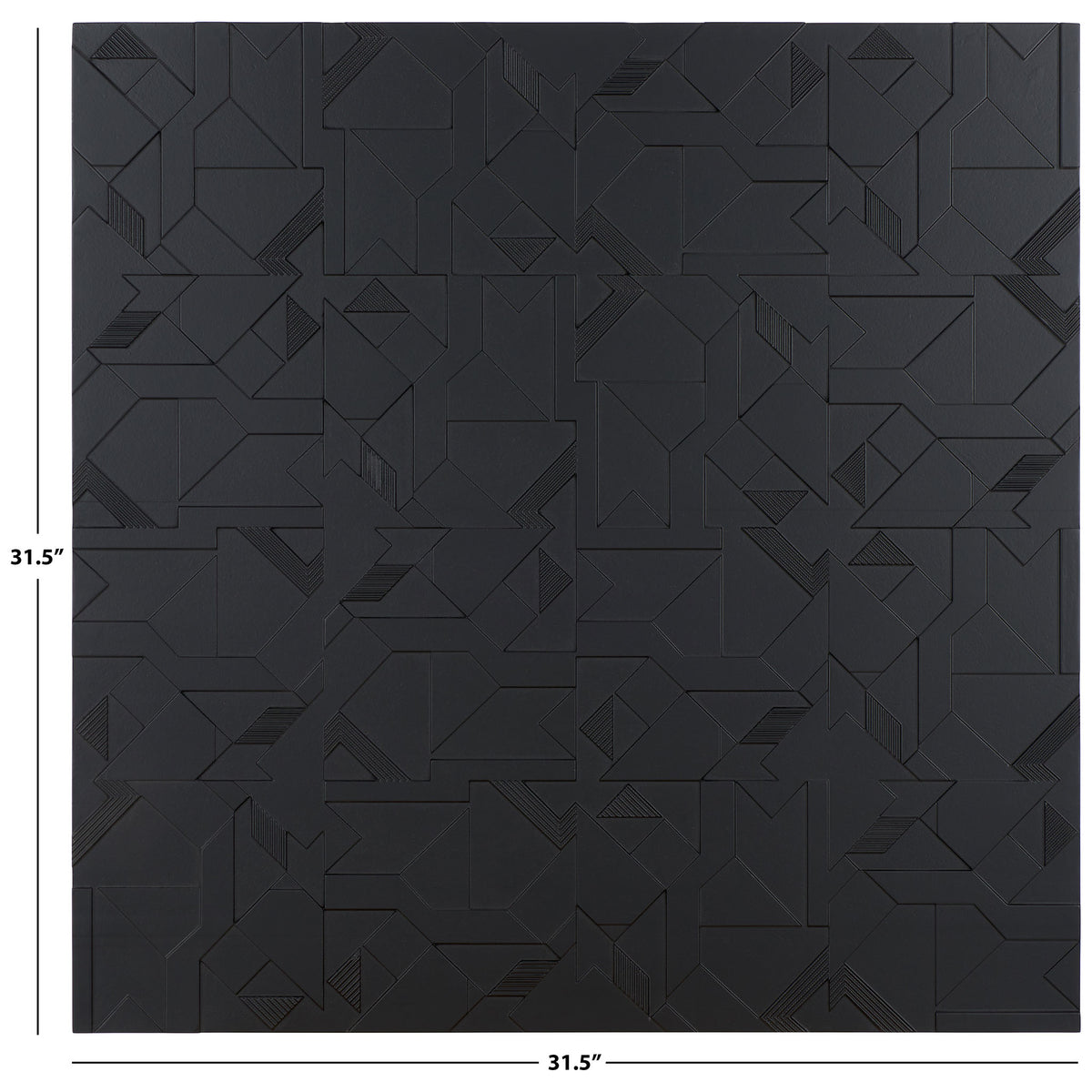 This square black geometric wall art measures 31.5 inches wide and 31.5 inches high. || WDC5023A || dimension_studio