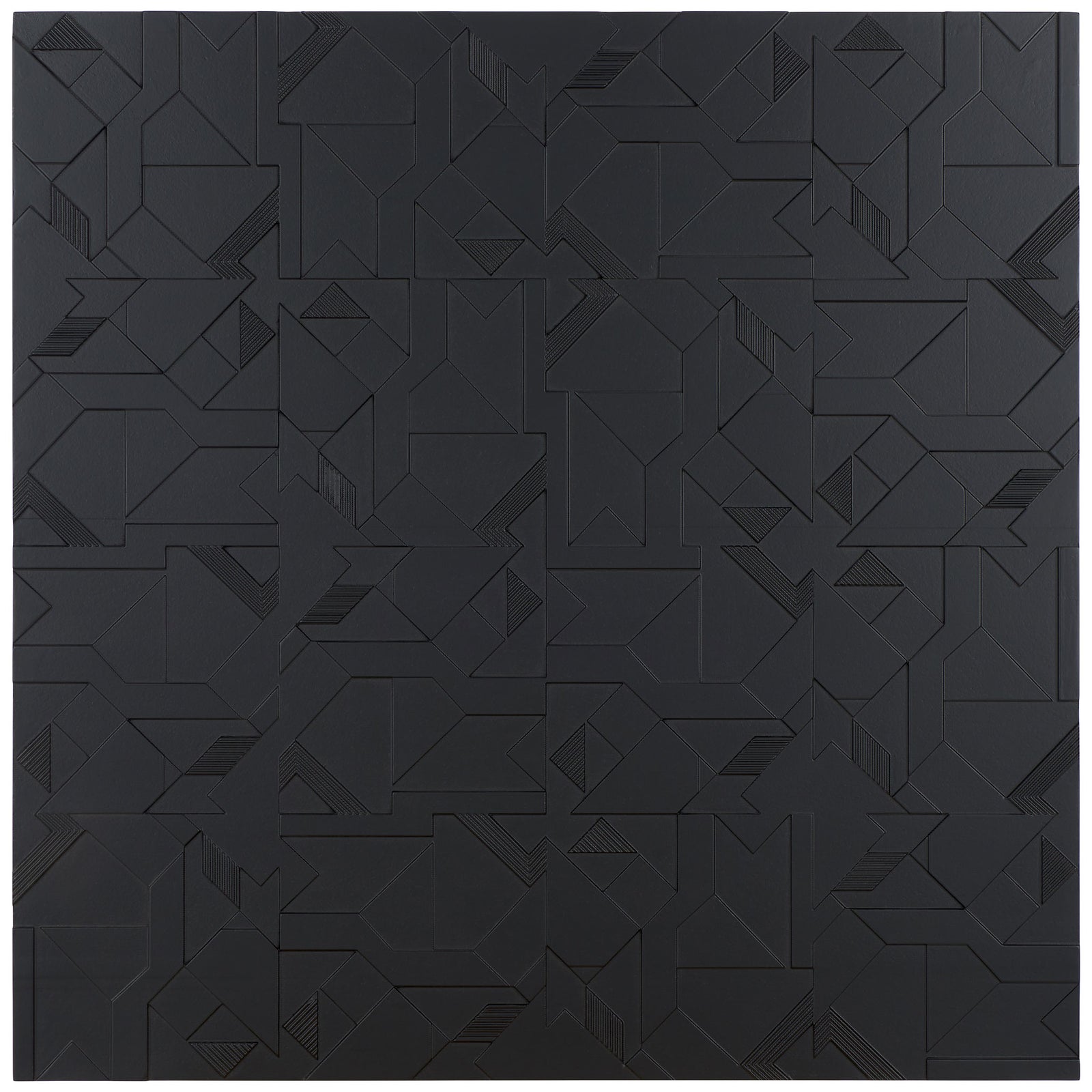 Interlocking geometric forms and subtle ribbed details create a bold sculptural statement in black. || WDC5023A || front_studio