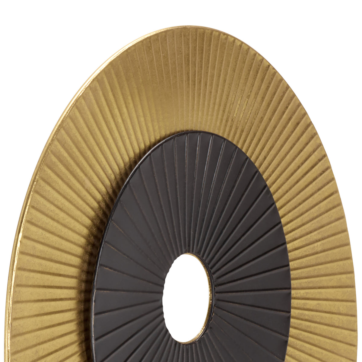 Gold and black ribbed metal layers radiate around an open center || WDC5026A || detail_studio