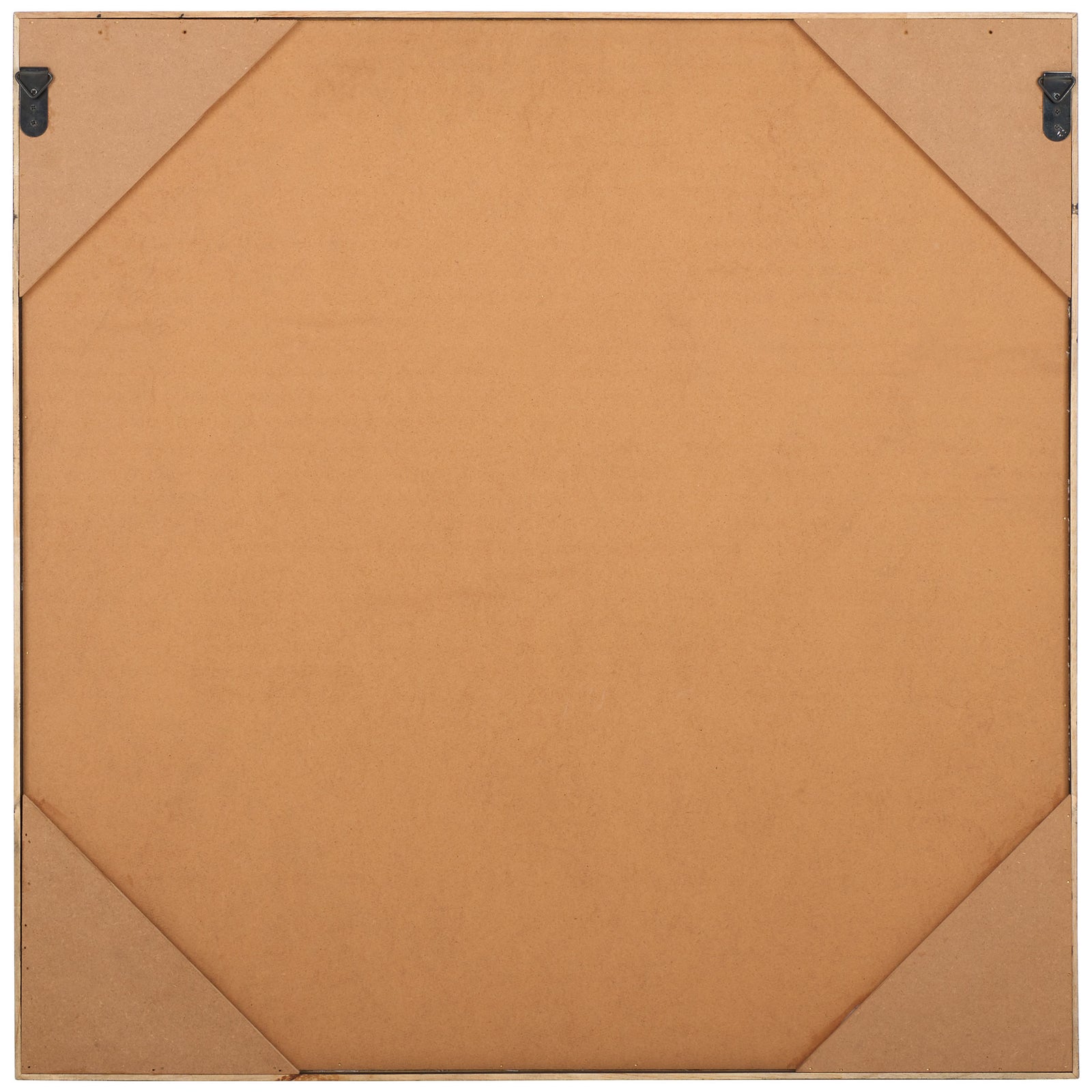A tan backing with two hooks makes the square textile art ready for wall display. || WLA1900A || back_studio