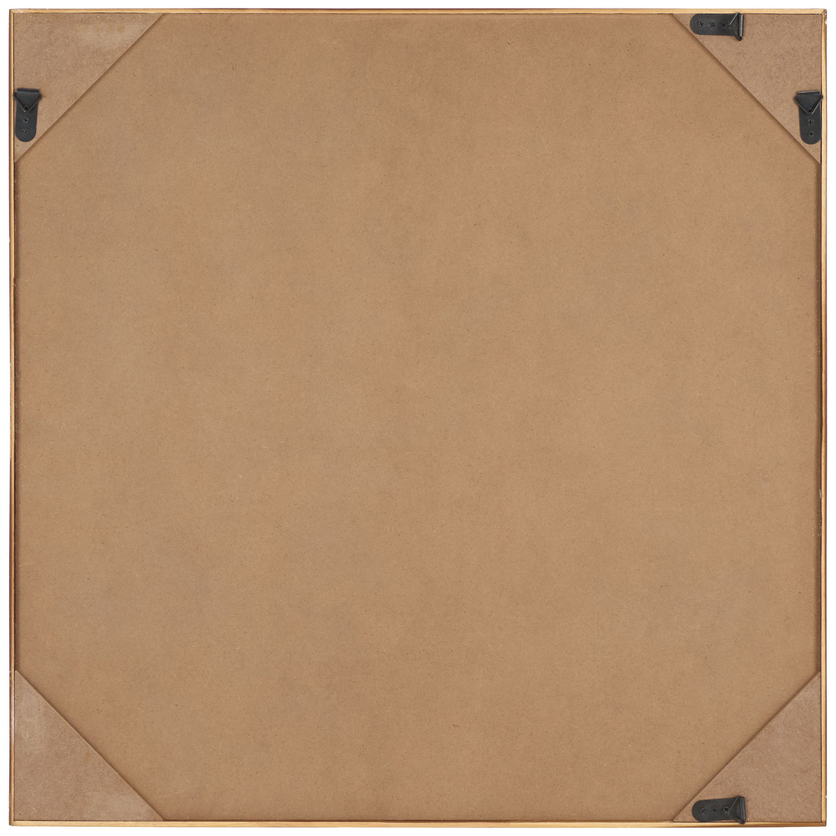 Tan backing and wall-mounting hooks complete the square framed artwork || WLA1901A || back_studio