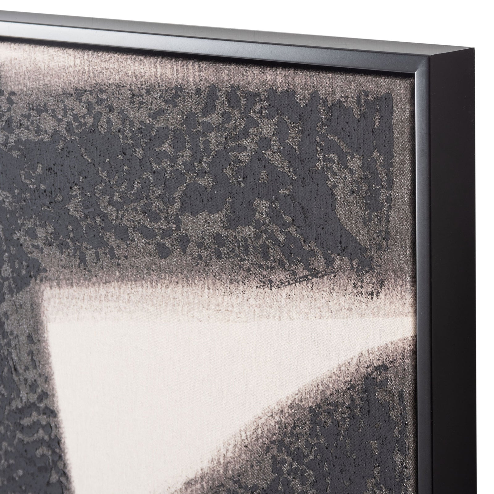 Textured black brushstrokes contrast with cream linen inside a slim black frame || WLA2076A || detail_studio