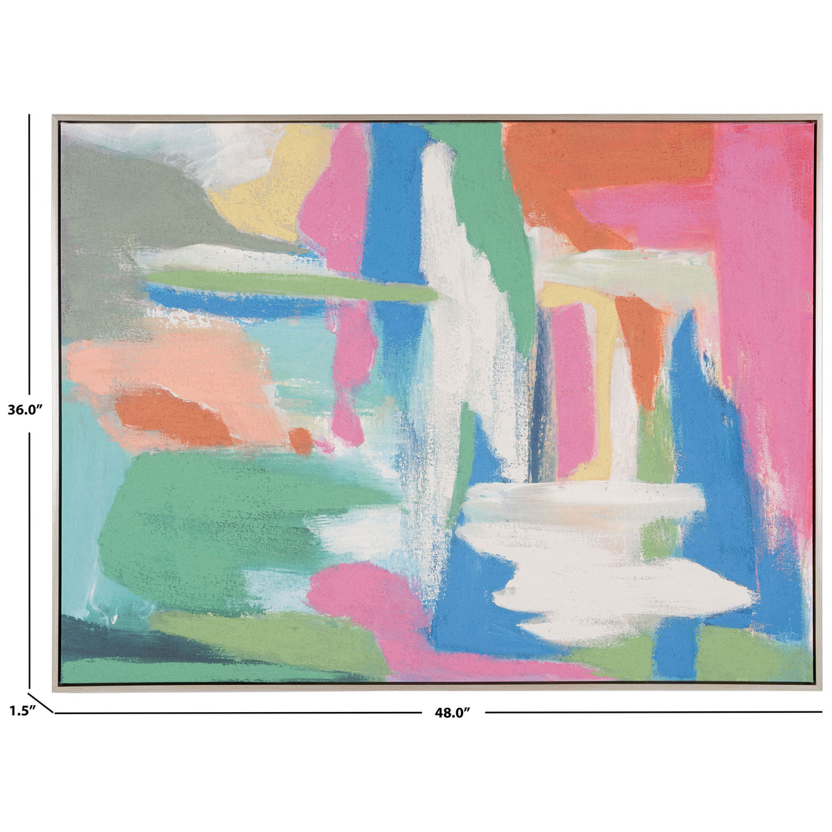 The 48-by-36-inch framed artwork pairs expressive color with a slim 1.5-inch profile. || WLA2081A || dimension_studio