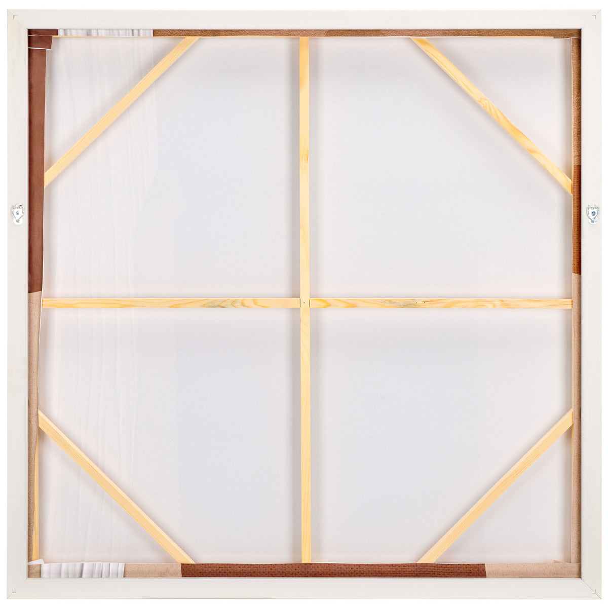 Canvas backing is reinforced with wood crossbars and fitted with two metal hanging hooks || WLA3015A || back_studio