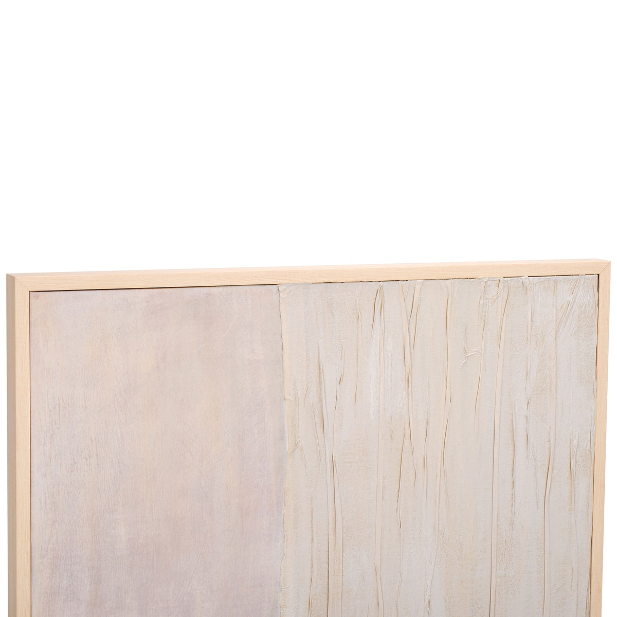 A slim, light-toned frame accents soft off-white brushwork and raised texture || WLA3016A || detail_studio