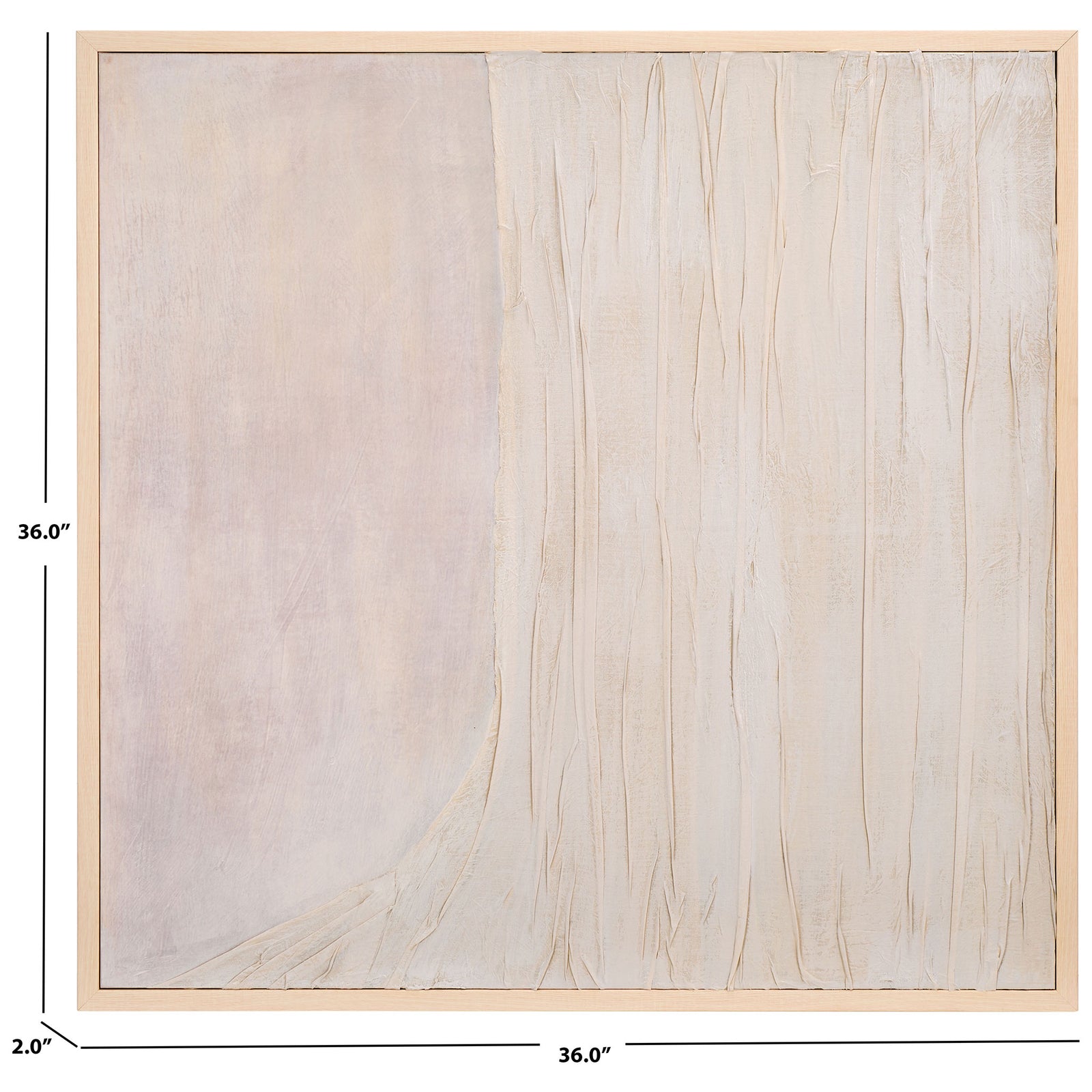 A 36-inch square canvas pairs a soft off-white field with flowing raised lines || WLA3016A || dimension_studio