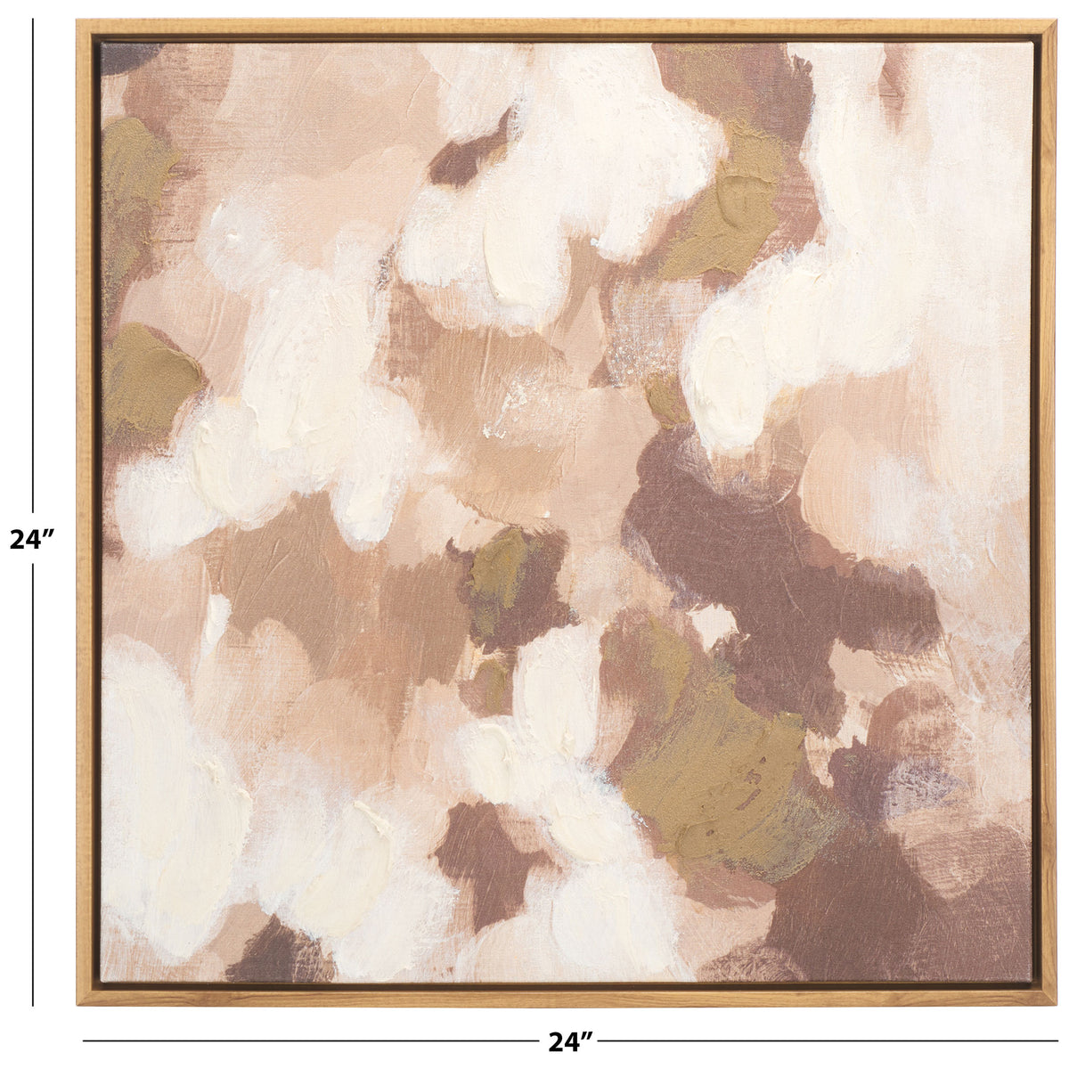 This 24 x 24-inch framed canvas pairs square proportions with a soft, earthy palette. || WLA3018A || dimension_studio