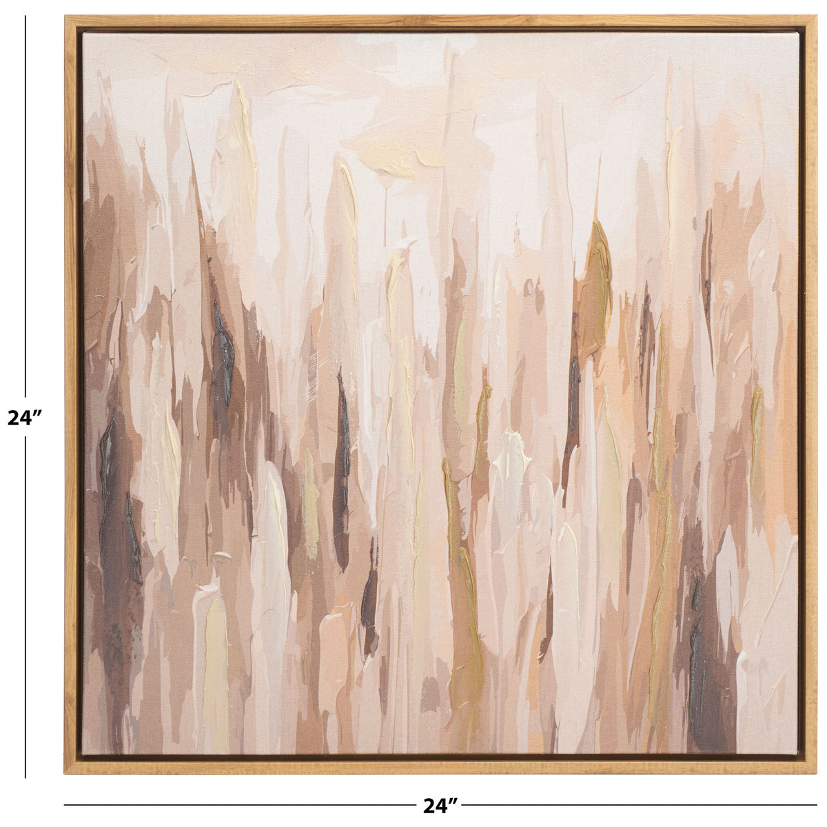 This 24-by-24-inch framed canvas pairs soft cream and brown hues with an abstract design. || WLA3019A || dimension_studio