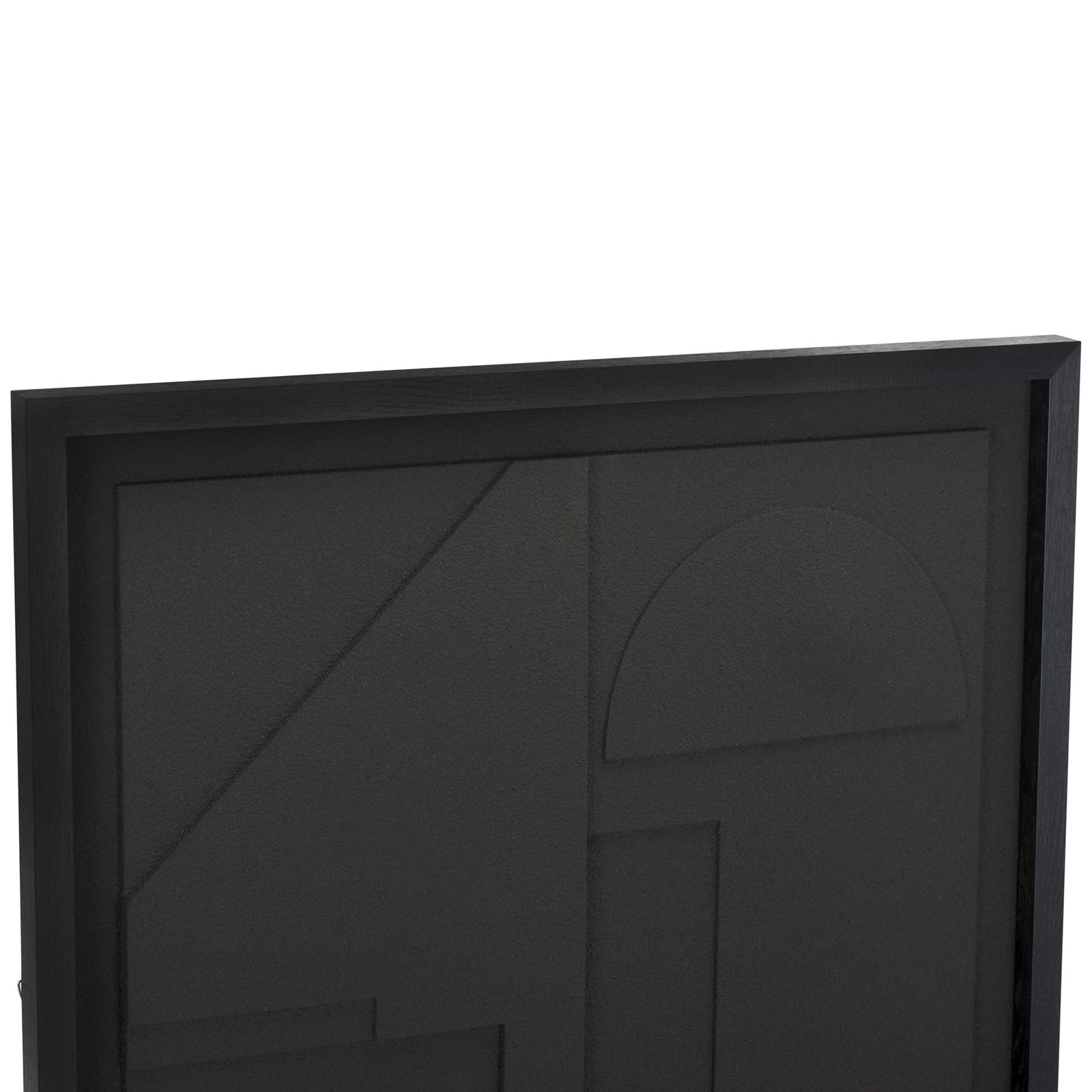 Layered black geometric shapes create subtle relief within a clean-lined frame. || WLA3023A || detail_studio