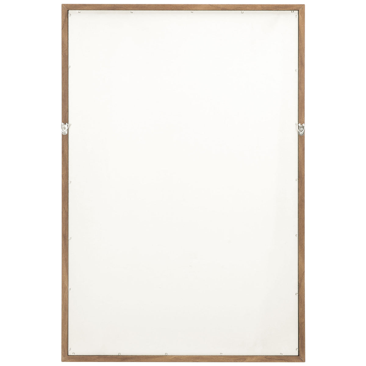 A white backboard sits within a light wood-look frame, with metal hanging hardware on both sides || WLA3024A || back_studio