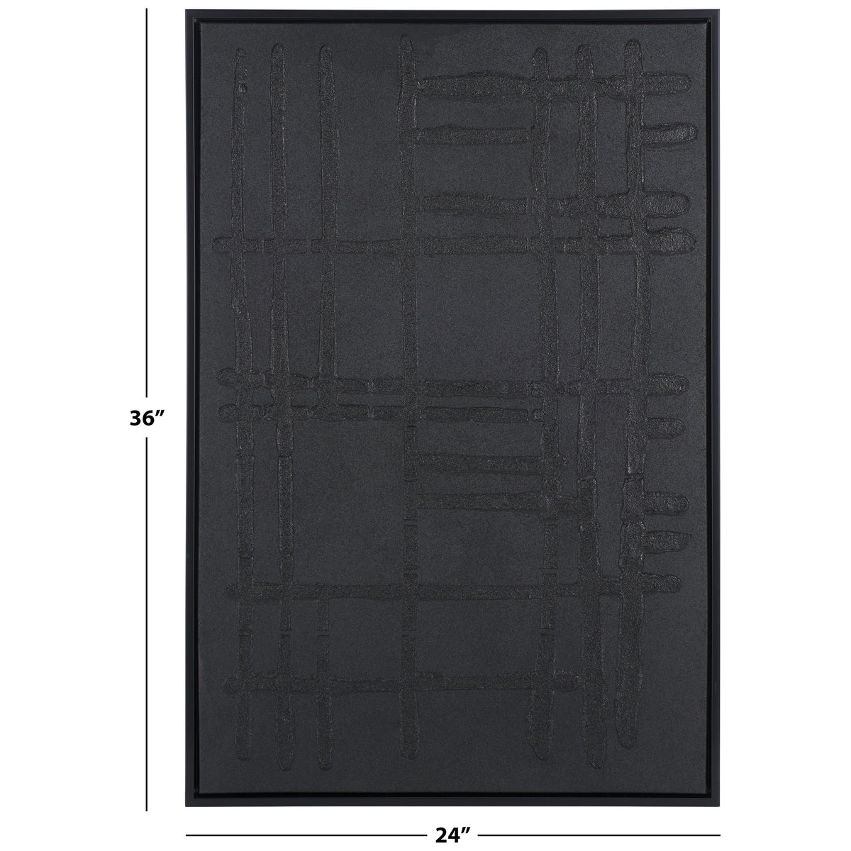 Black textured canvas wall art measures 24 inches wide by 36 inches high. || WLA3025A || dimension_studio