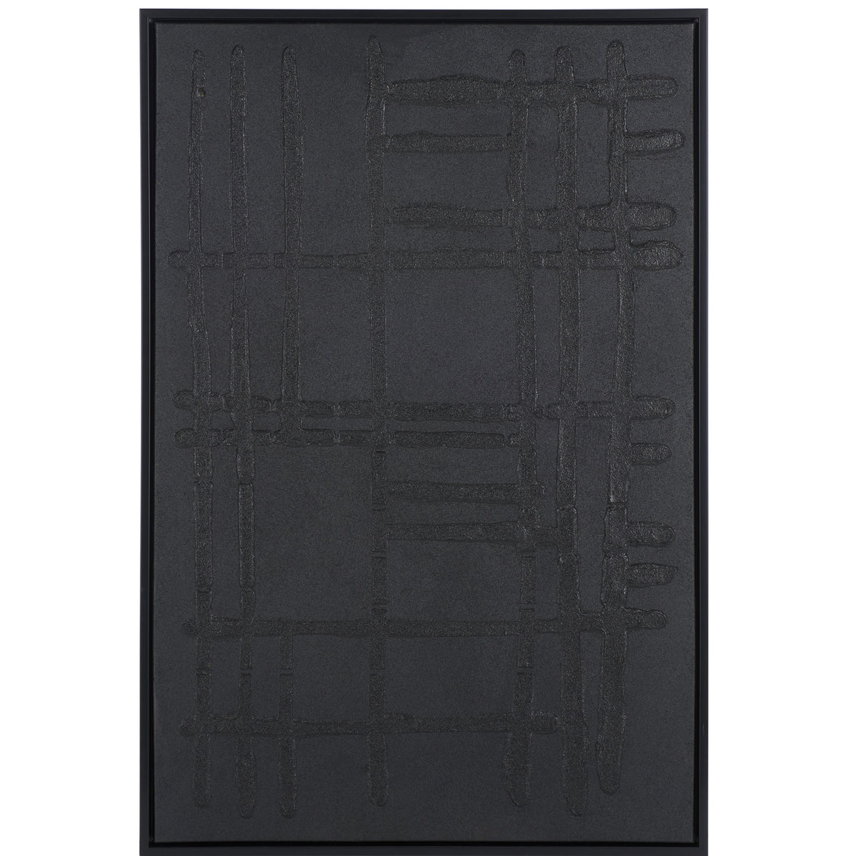 Black-framed canvas art features a subtle grid of raised vertical and horizontal strokes. || WLA3025A || front_studio