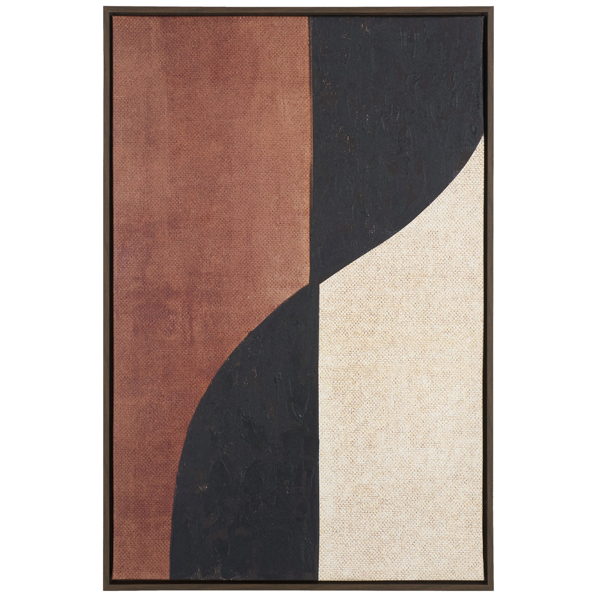 Hand-painted curves in burnt orange, black, and ivory create a striking abstract design. || WLA3030A || front_studio