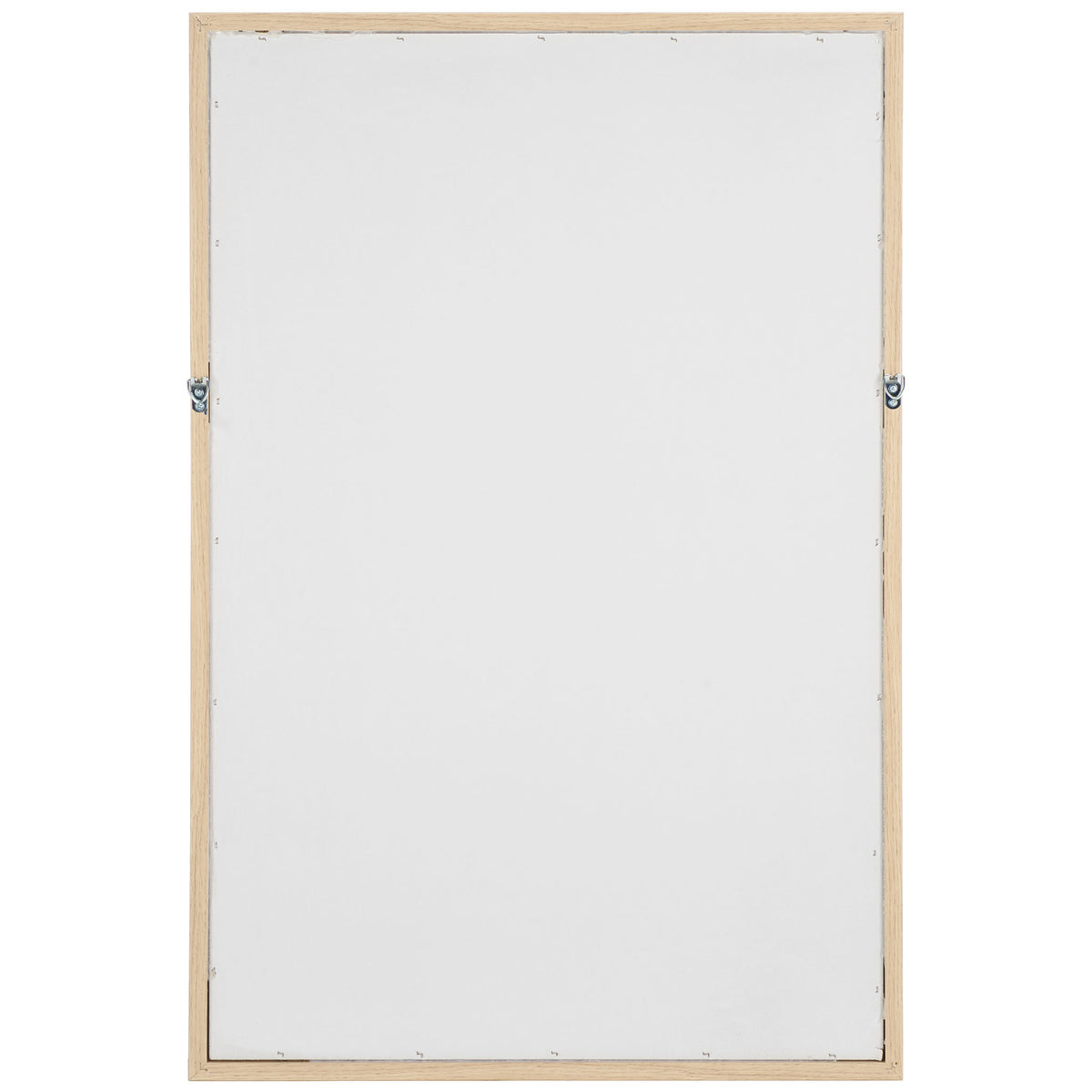 A smooth white panel fills the pale wood frame, with metal mounting hardware along the sides. || WLA3031A || back_studio