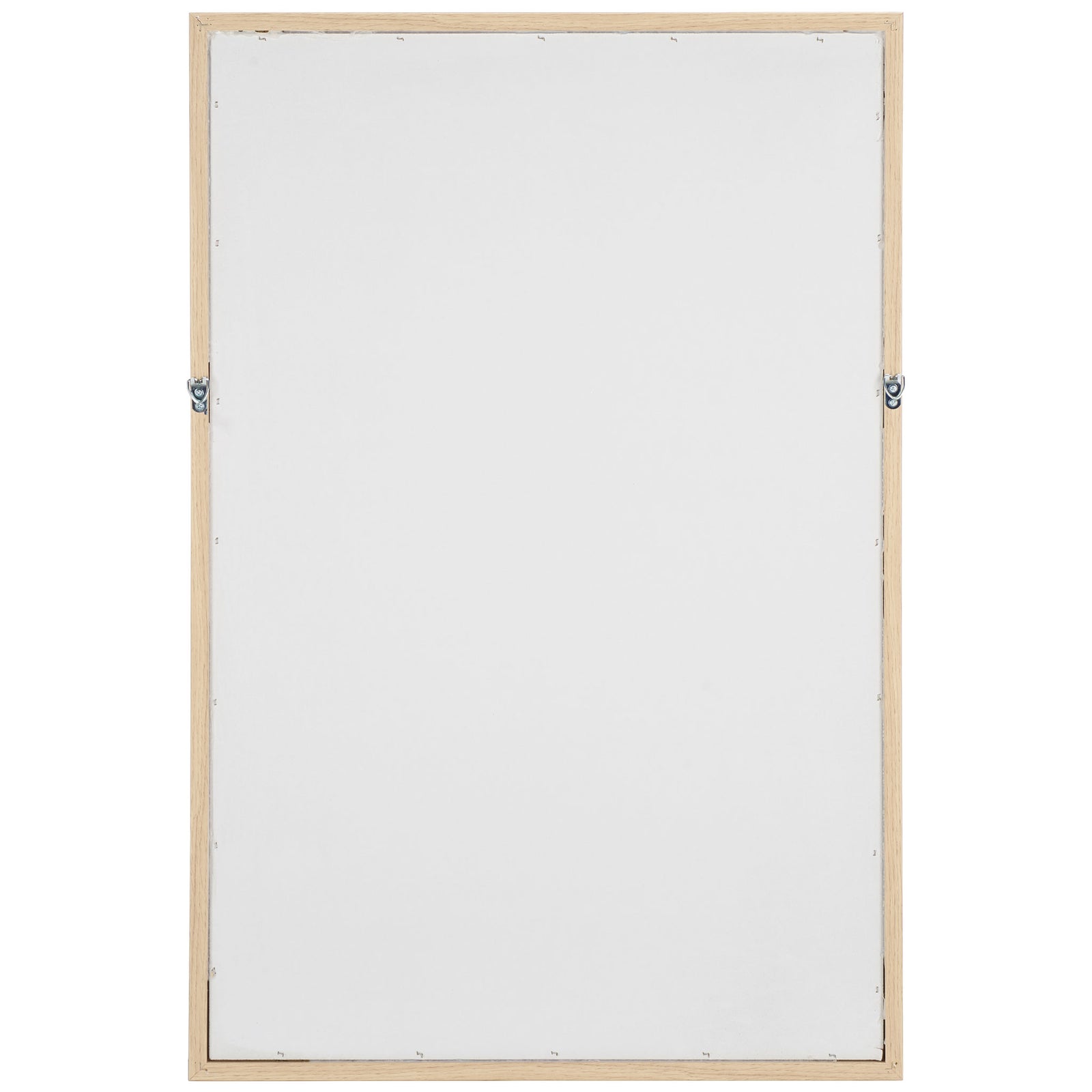 A smooth white panel fills the pale wood frame, with metal mounting hardware along the sides. || WLA3031A || back_studio