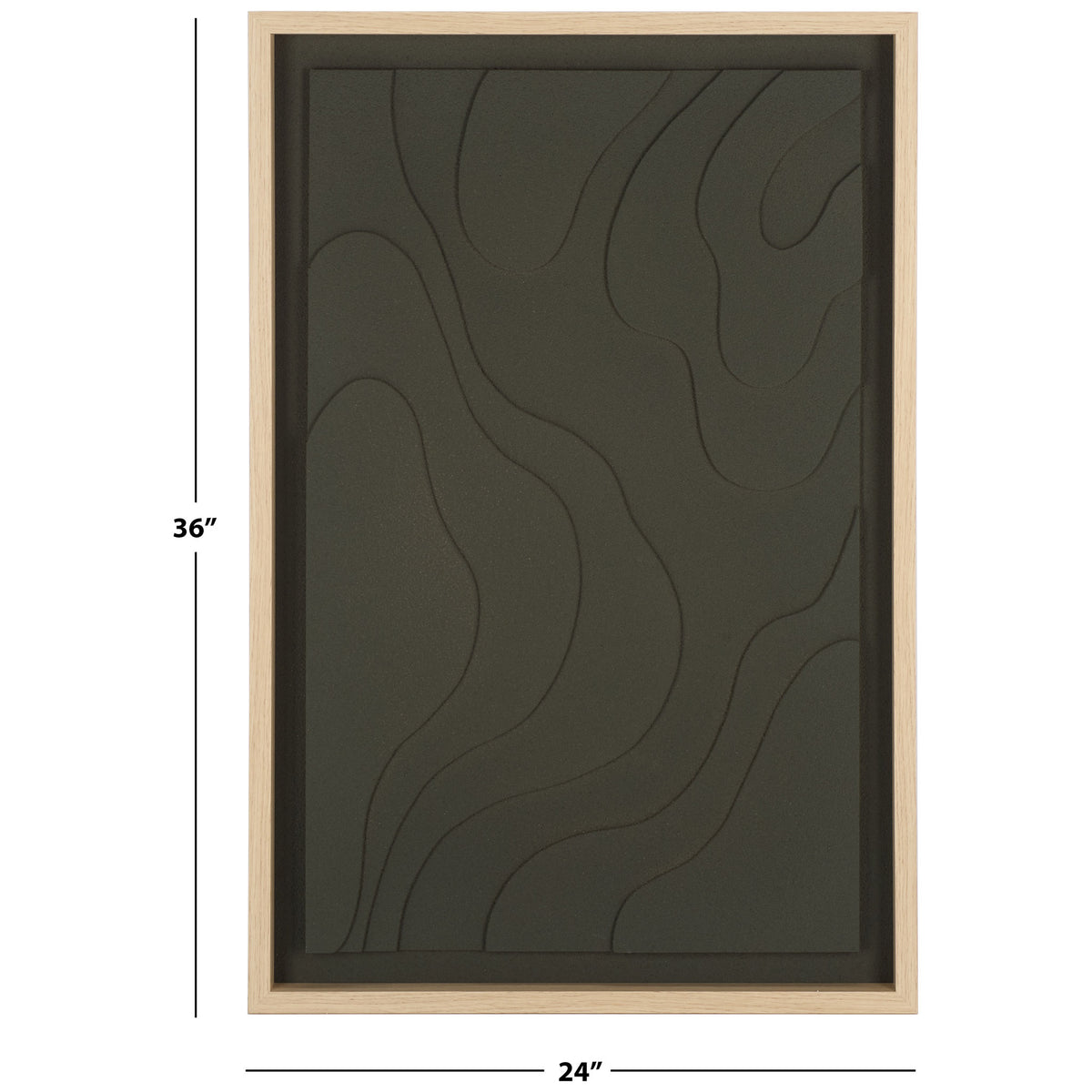 Charcoal wall art measures 24 inches wide by 36 inches high and has a natural wood frame. || WLA3031A || dimension_studio