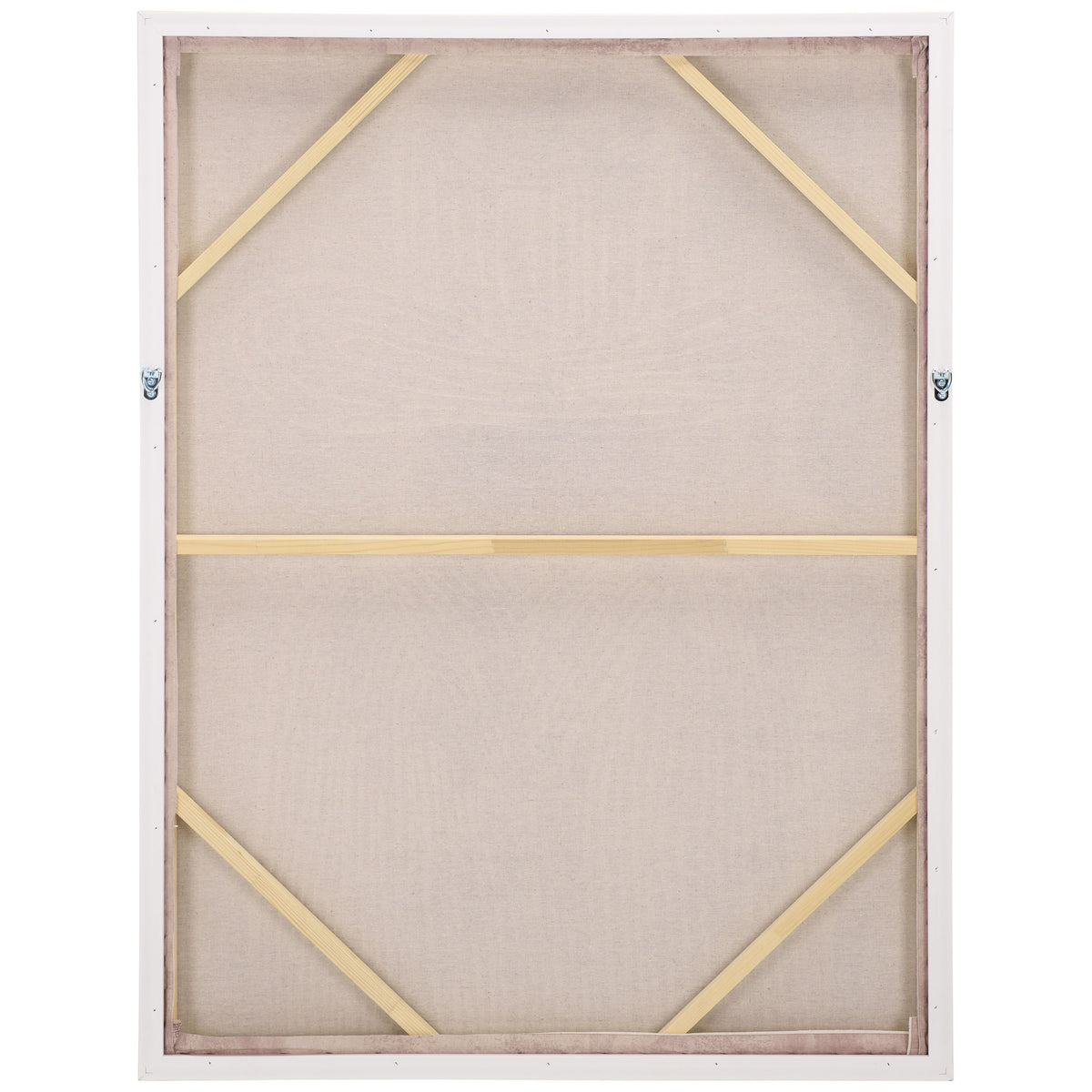 Wooden corner braces and a center support bar reinforce the canvas, with metal hooks for hanging. || WLA3041A || back_studio