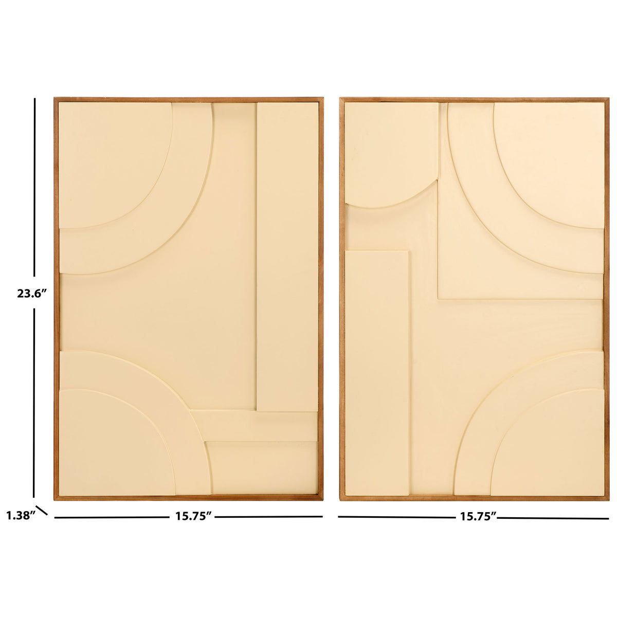 Each cream relief panel measures 15.75 inches wide, 23.6 inches high, and 1.38 inches deep