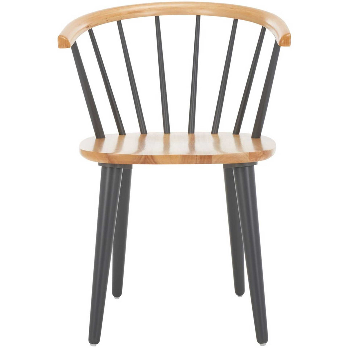 Natural wood accents brighten the dark gray spindle back and tapered legs. || AMH8512E-SET2 || front_studio