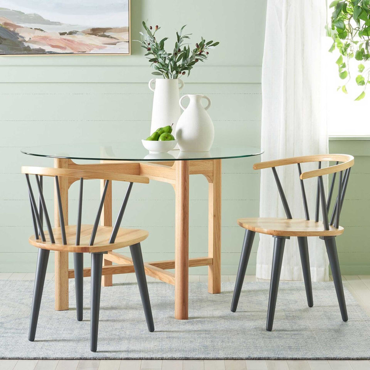 Blair Curved Spindle Side Chair Natural/Gray (Set of 2)