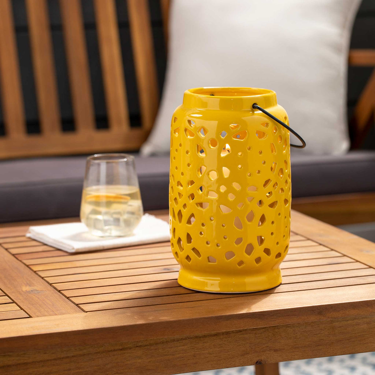 Avery Ceramic Lantern Mustard