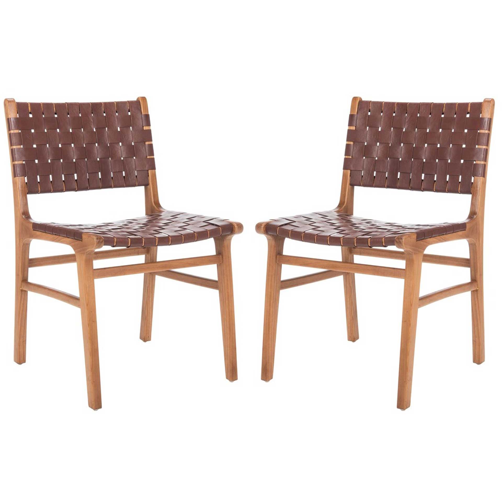 Tara Woven Leather Dining Chair (Set of 2)