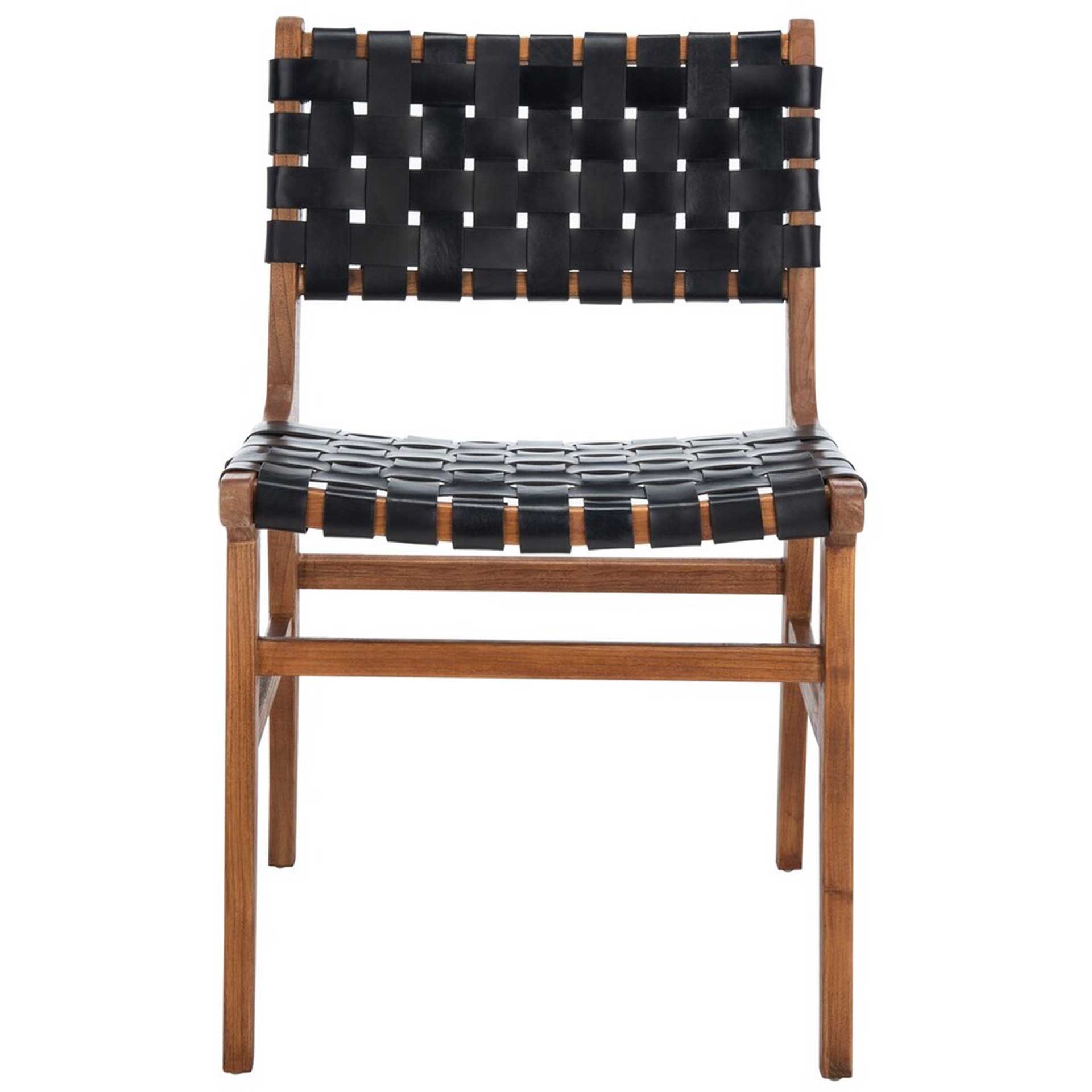 Tara Leather Dining Chair Black/Natural (Set of 2)