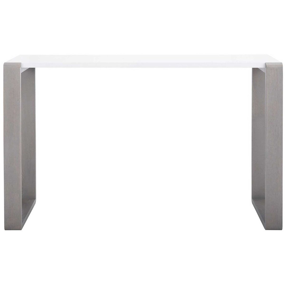White lacquer top spans two gray open-frame supports for a crisp, airy profile || FOX4209B || front_studio