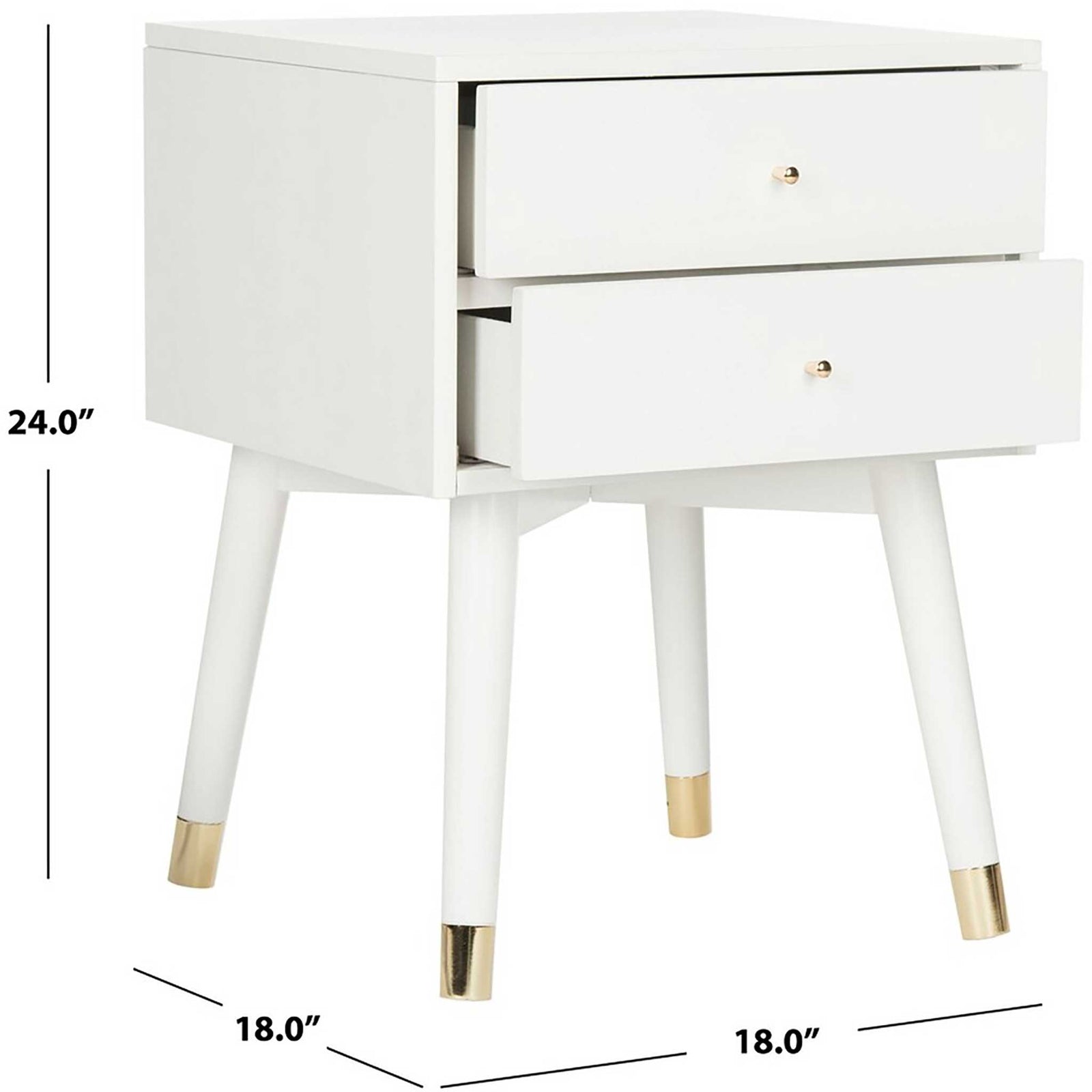 Lydia Gold Cap Nightstand White